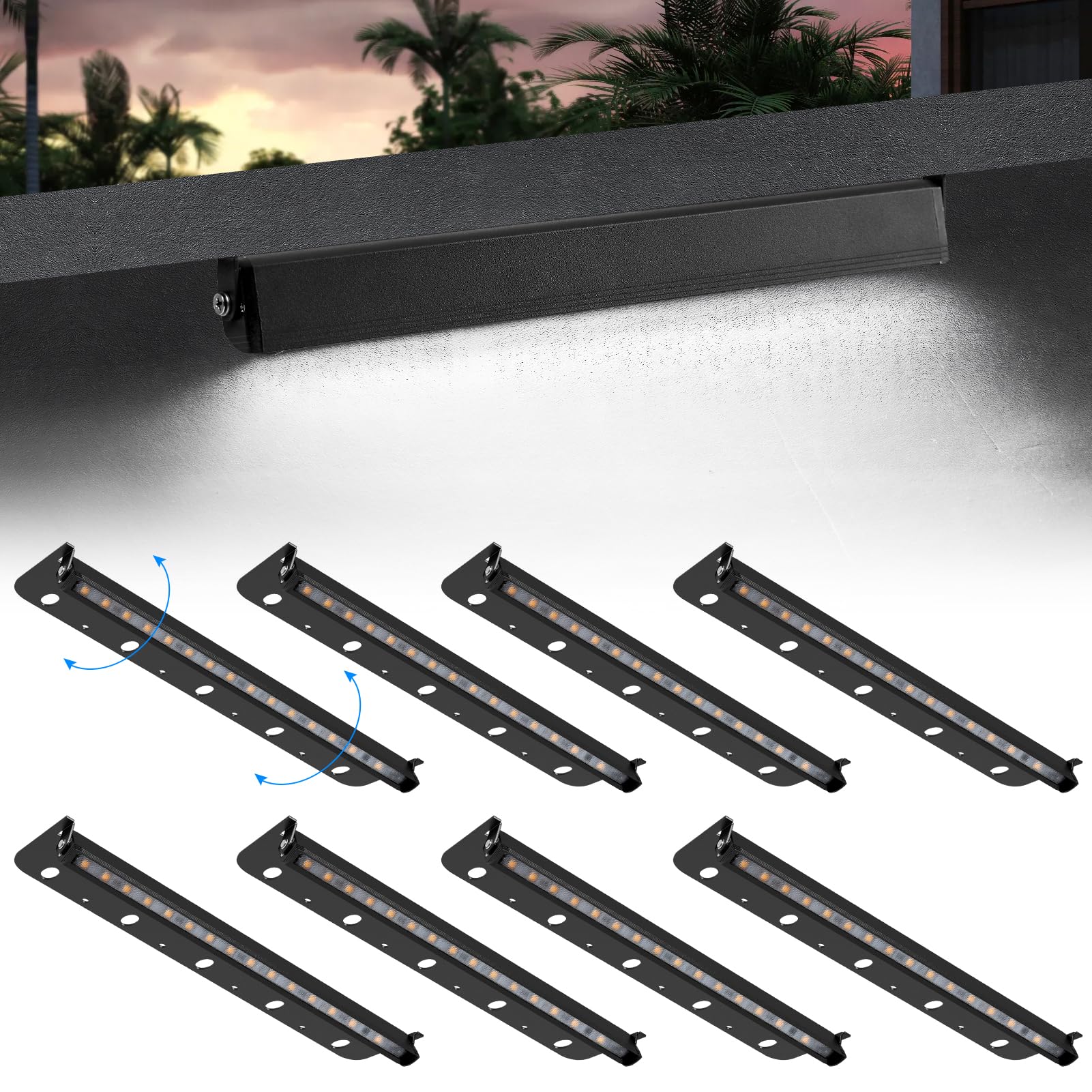 Kwinmyso 8-Packs 5W 12Inch Led Hardscape Paver Lighting 12V Ac/Dc Low Voltage Retaining Wall Lights Landscape Lighting 5000K Daylight White Outdoor Step Light 50 000 Hours Lifespan-Black