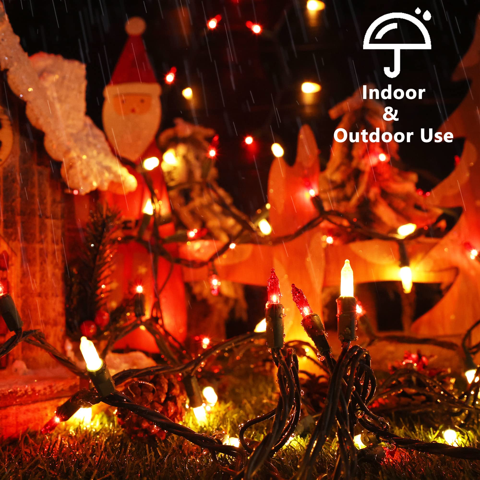 Odeetronic 100 Count Red & White Christmas Lights, 21.63Ft Incandescent String Lights, Ul Certified, Indoor/Outdoor Use