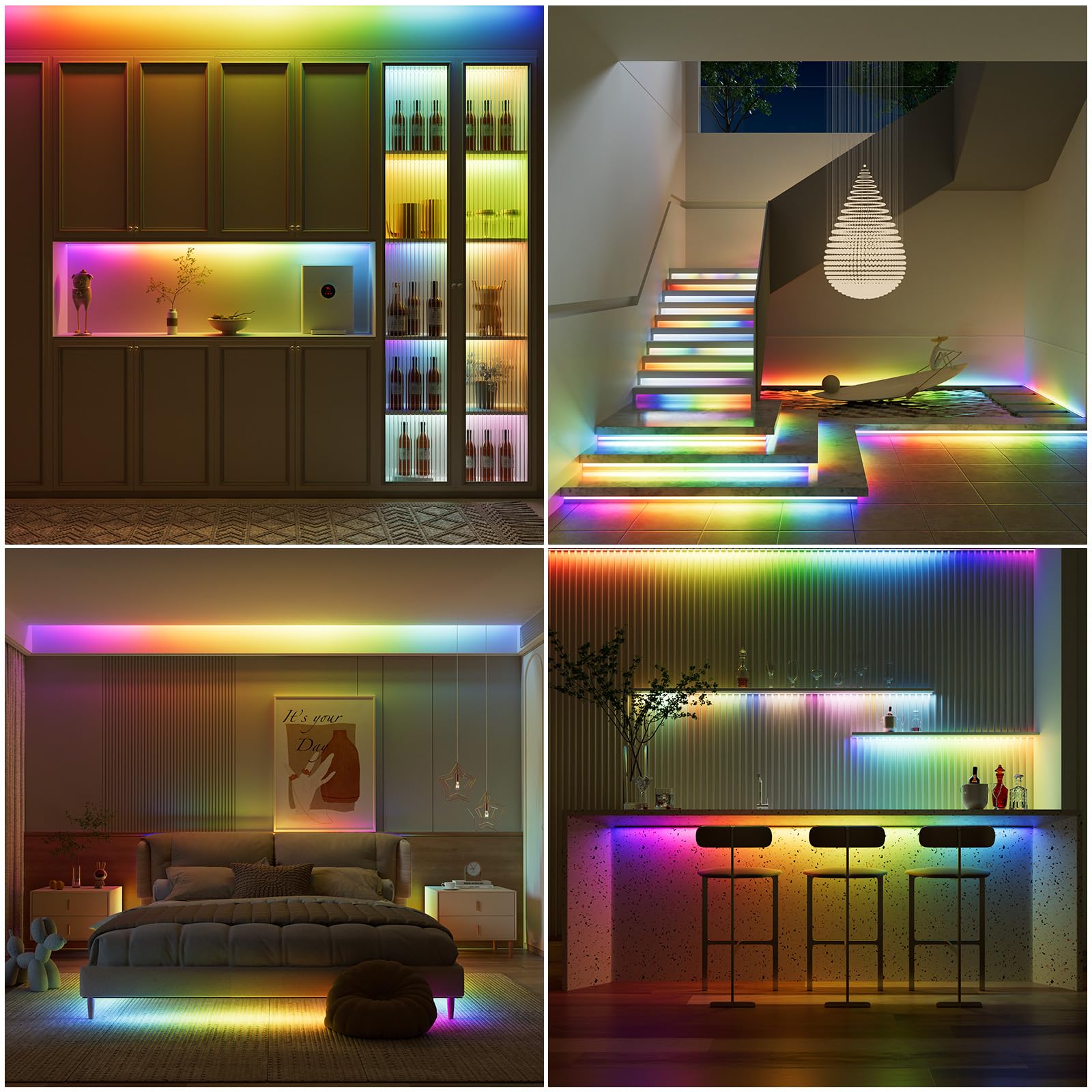 Gingsow Rgb Smart Ic Cob Led Strip Light 18Ft Addressable Chasing Color 12V Led Light Strip Multicolored Flexible Rgb Lights For Party  Decoration  Home Diy Lighting Projects(No Adapter Or Controller)