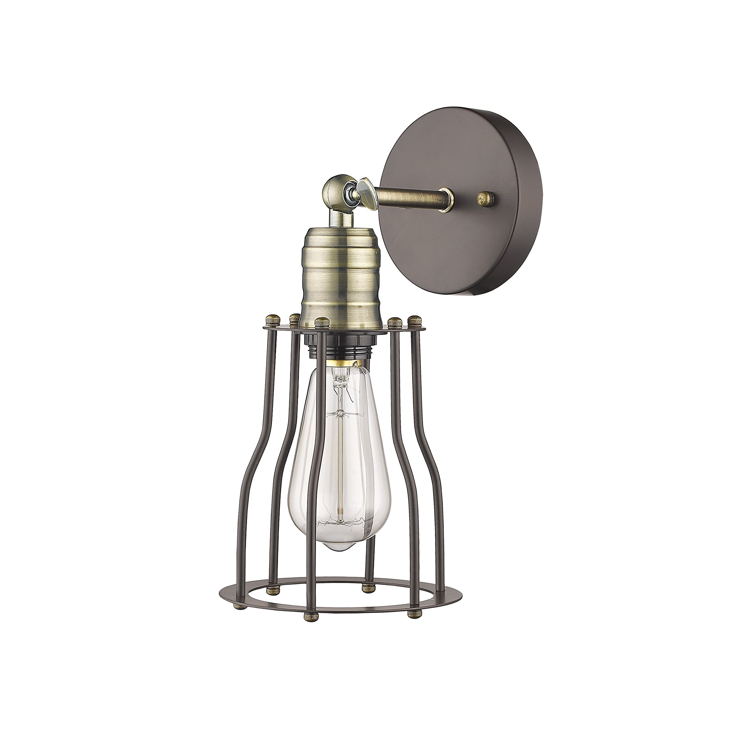 CHLOE Industrial-Style Wall Sconce, 1 Light, Rubbed Bronze, Metal, 6in Wide, Model CH57041RB06-WS1