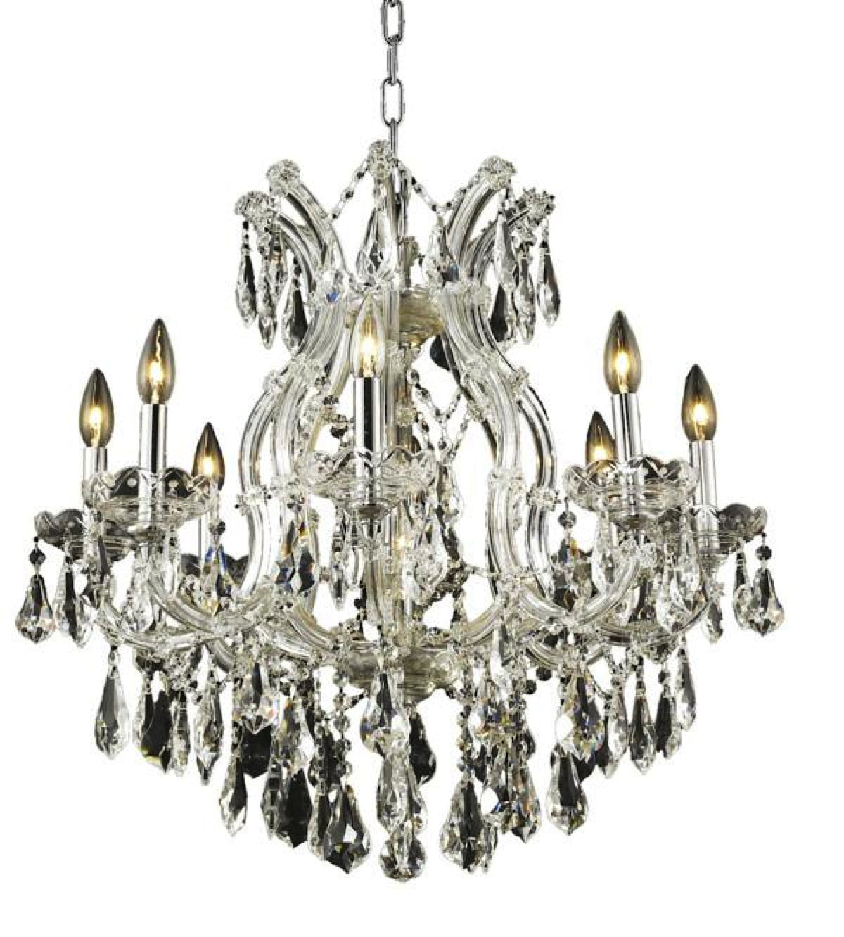 Elegant Lighting Maria Theresa 9-Light Chandelier, 26-Inch, Chrome Finish, Royal Cut Crystal