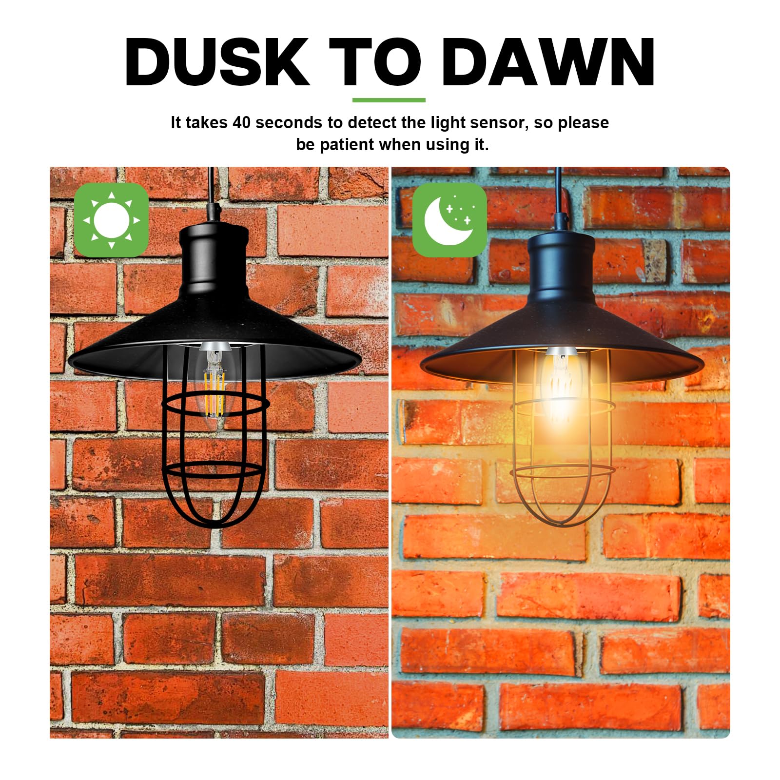Eastiya Dusk to Dawn Outdoor LED Light Bulb, 5W (40W Equivalent), E12 Base, Soft White, Auto On/Off, 6 Pack