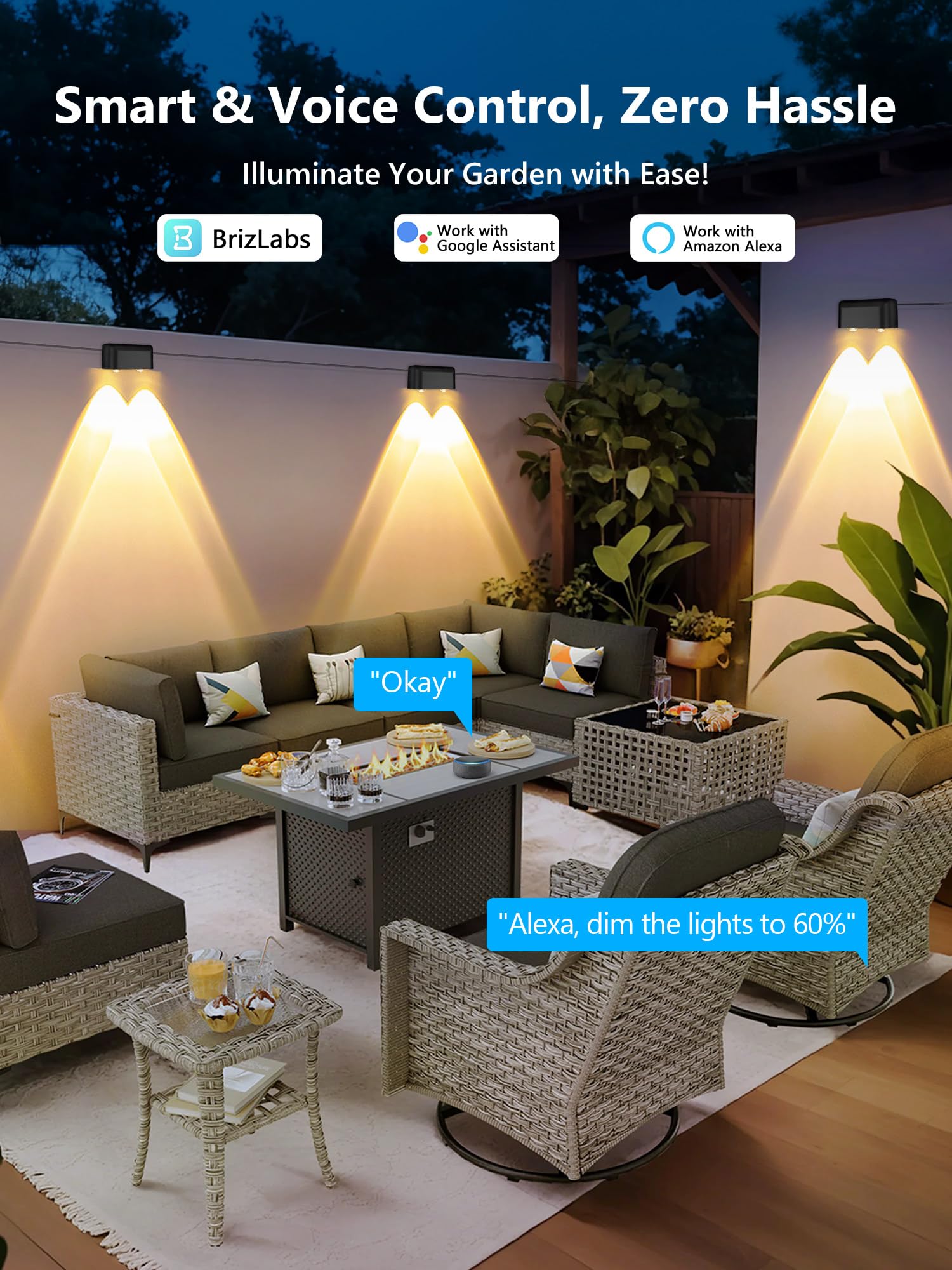 Brizled Smart Outdoor Fence Lights  12 Lamps Tunable White + Rgb Deck Lights App Controlled Compatible With Alexa & Google Home  Music Sync Fence Outdoor Lighting For Garden Backyard Yard Home Decor