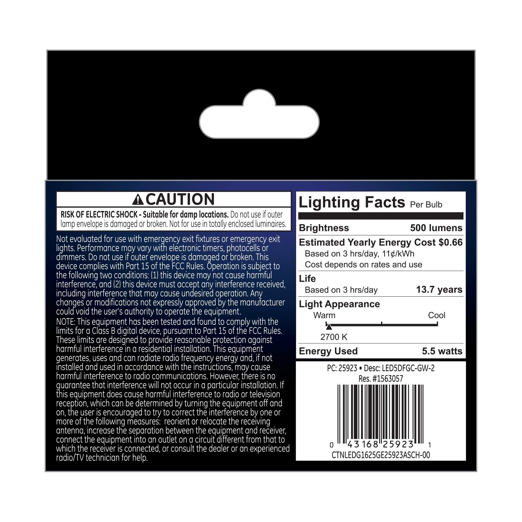 Ge Led Light Bulbs, 60 Watt, Soft White, G16 Globe Bulbs, Frosted, Small Base (2 Pack)