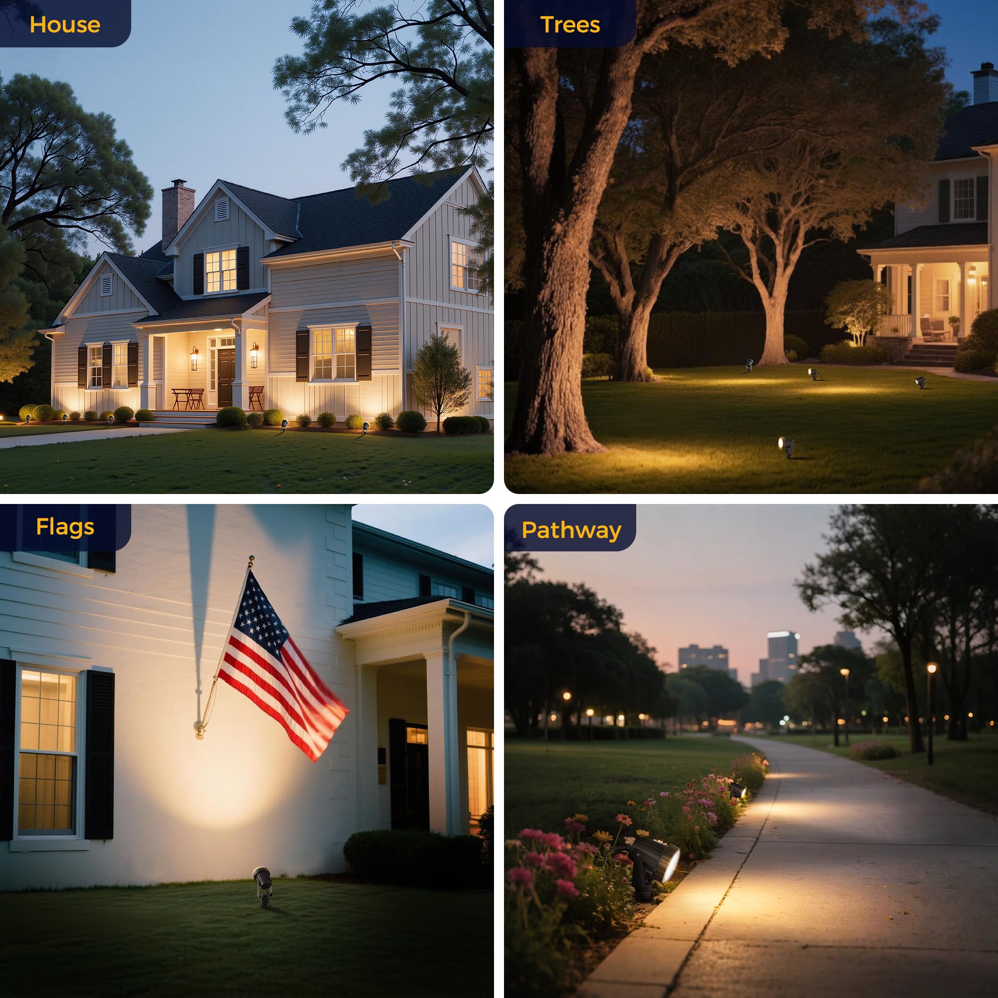 L Lohas Led 12W Dusk To Dawn Outdoor Lighting  Auto On/Off 3000K Landscape Outdoor Spotlight  Ip66 Waterproof Plug In Spot Lights For Yard  Garden  House  Pathway  Plant(4 Pack)