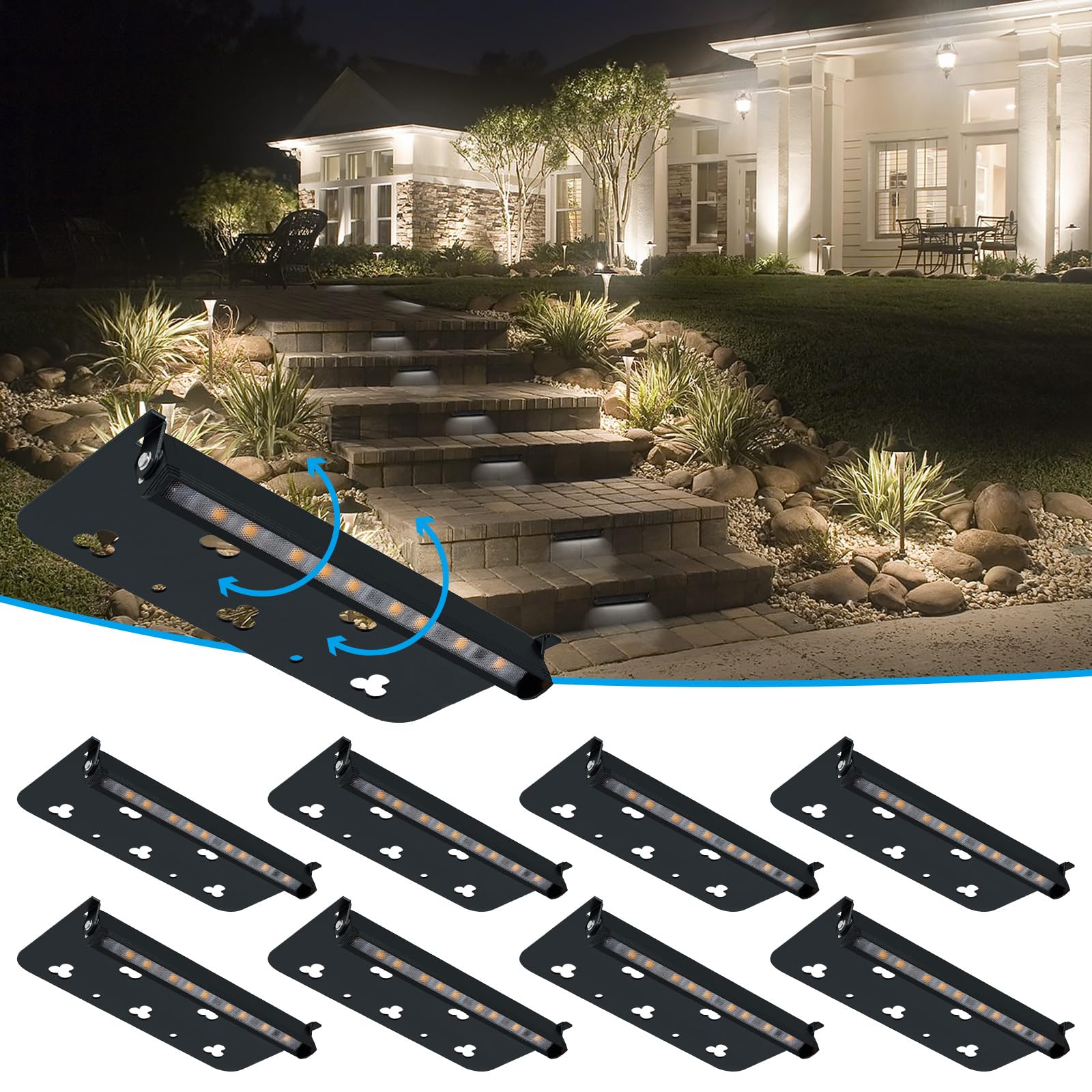 Modern 7inch 3W Hardscape Lighting,5000K Daylight White Retaining Wall Lights,12V AC/DC Low Voltage Landscape Paver Lights,IP65 