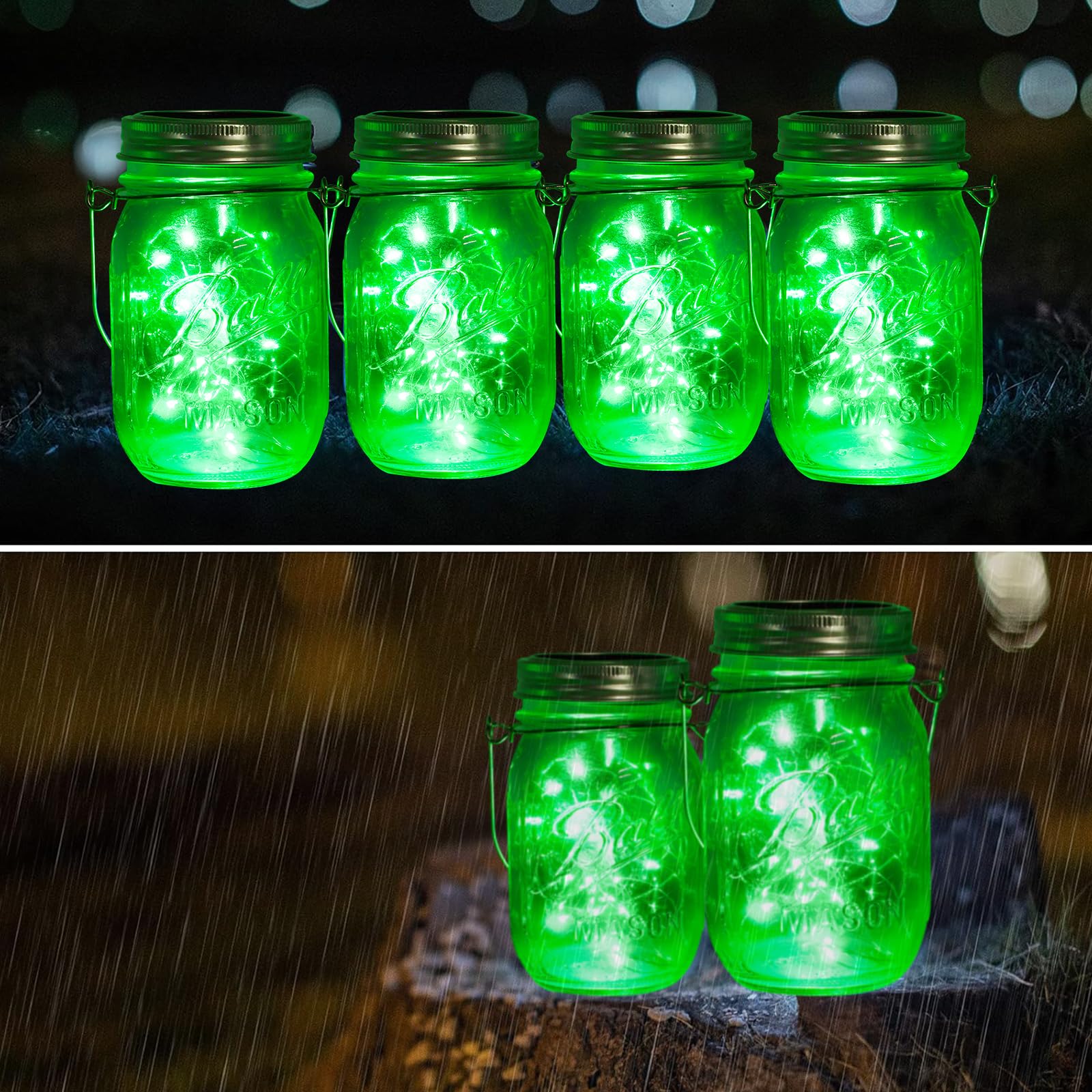 Znycye Solar Mason Jar Lights, 12 Pack 30 Led Fairy Firefly Mason Jar Lids Outdoor Waterproof String Lights With Hangers(No Jars