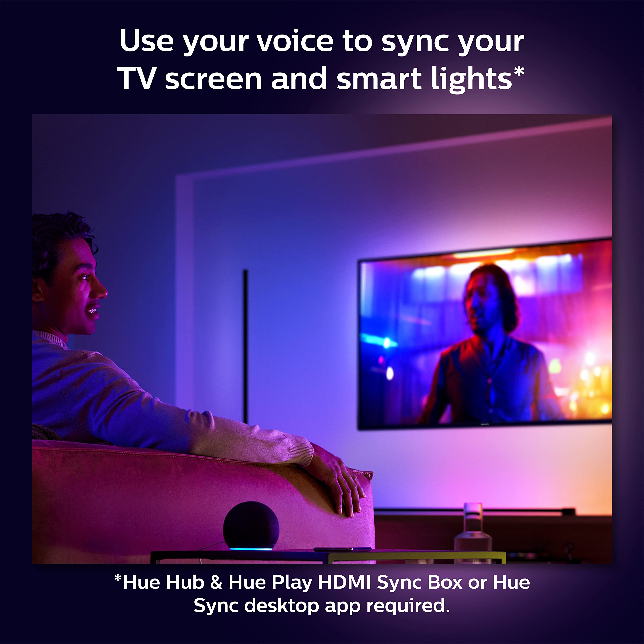 Philips Hue Compact Smart Light Tube, Black - White And Color Ambiance Led Color-Changing Light - 1 Pack - Sync With Tv, Music, And Gaming - Requires Bridge And Sync Box - Control With App Or Voice