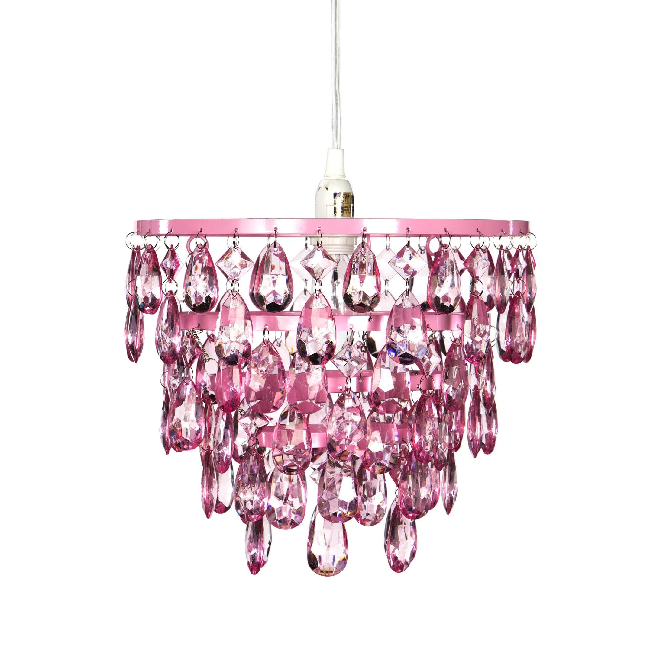 gypsy color Pink Hanging Swag Dome Chandelier, 1 Light Plug-in, Acrylic Crystals, H10”xW11.5”, Model GYDMPK