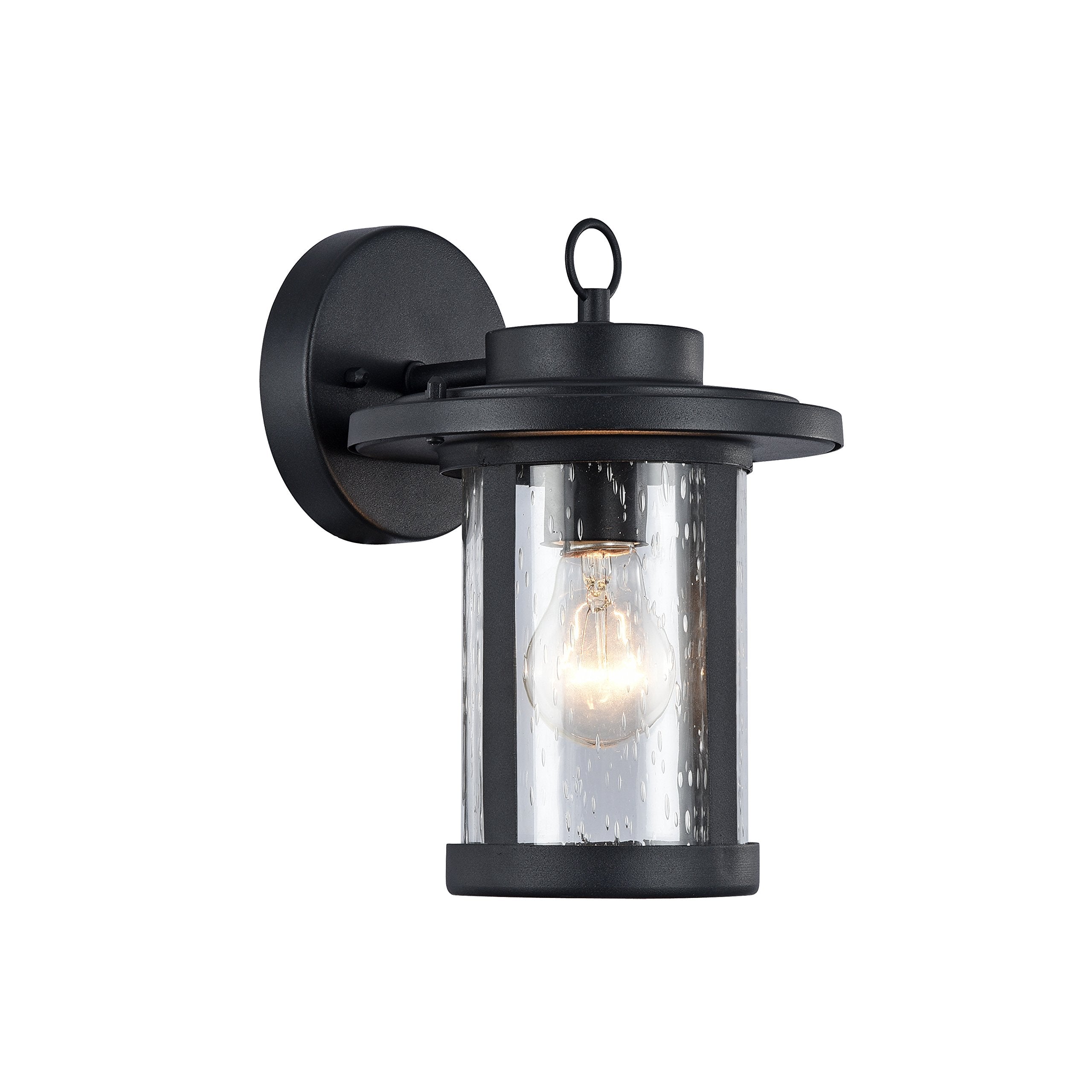 CHLOE VAXCEL Transitional Outdoor Wall Sconce, Black, 10in Height, Model CH22060BK10-OD1, Glass Material