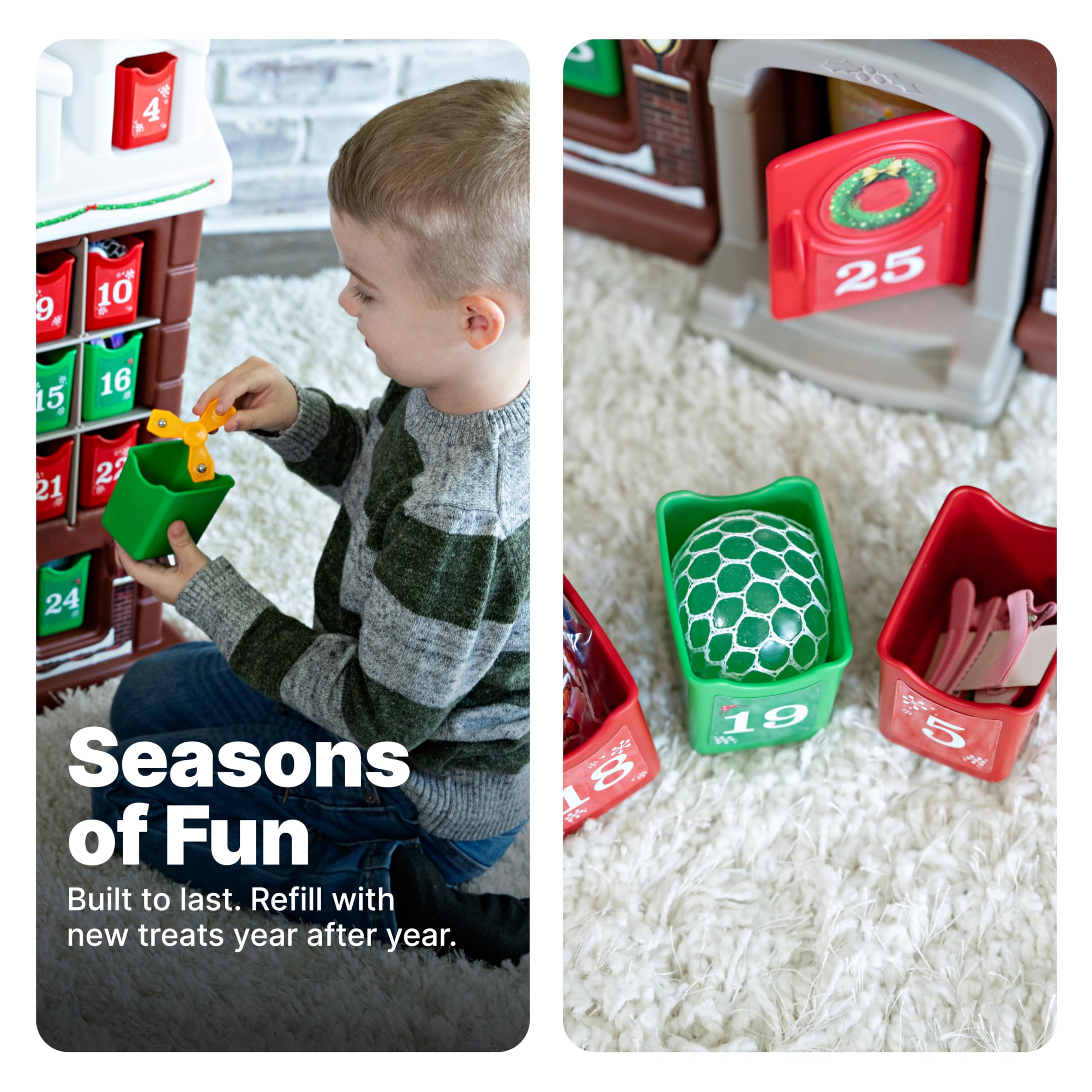 Step2 My First Advent Calendar - Interactive Christmas Toy with 25 Refillable Bins, Durable Plastic, Multicolor, for Toddlers 1.5+ Years Old