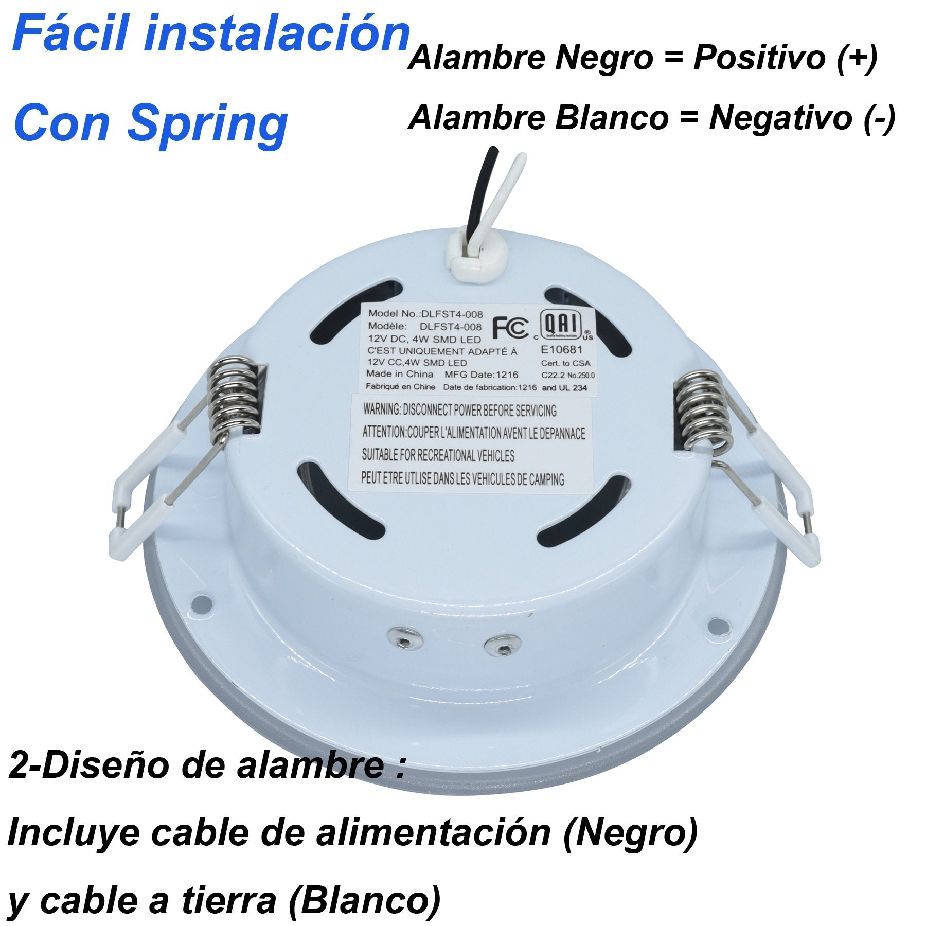 Facon 4.5 LED 12V RV Puck Light, Aluminum Recessed Down Light, 3400K Warm White, for Motorhomes, Campers, Trailers, Boats