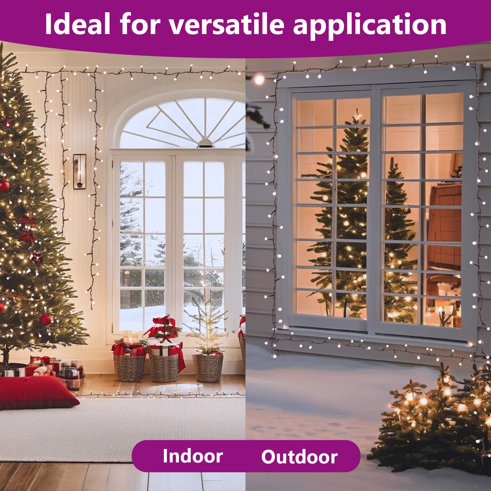 vidaXL LED String Lights, 49.2ft, Cold White, 8 Lighting Modes, Indoor & Outdoor Decorations, Model 343199
