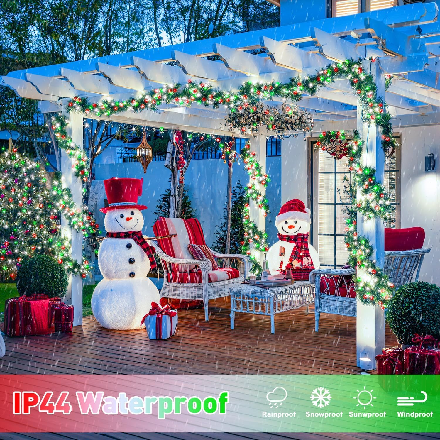 Jmexsuss 200 Led Red White And Green Christmas Lights Outdoor  66Ft String Lights Indoor Clear Wire  Christmas Tree Lights Plug In For Bedroom Tree Christmas Party Decorations