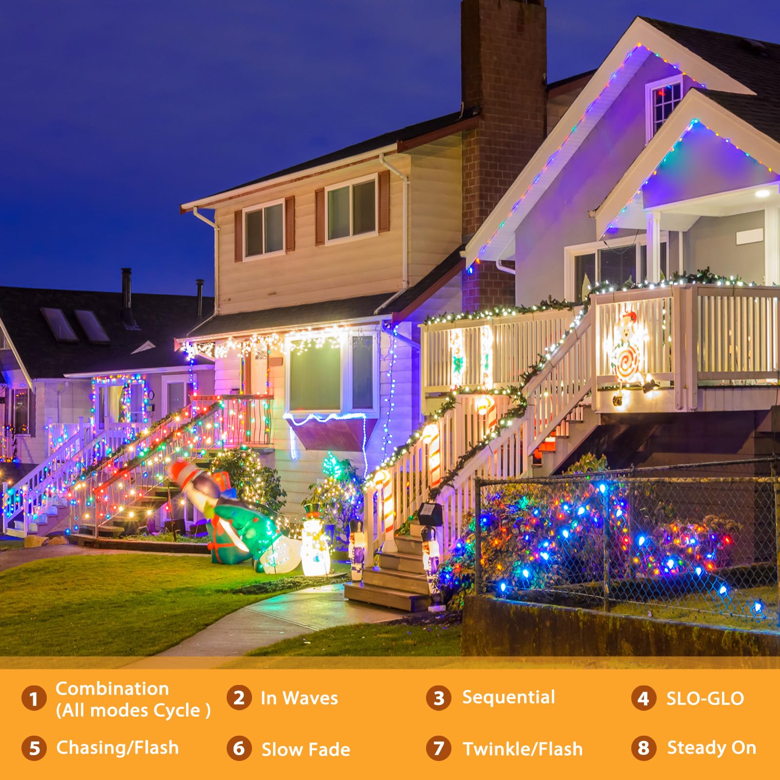 Galavasen Solar String Lights Outdoor Waterproof, 2x56Ft 300LED 8 Modes Colored Solar Powered Copper Fairy String Lights for Out