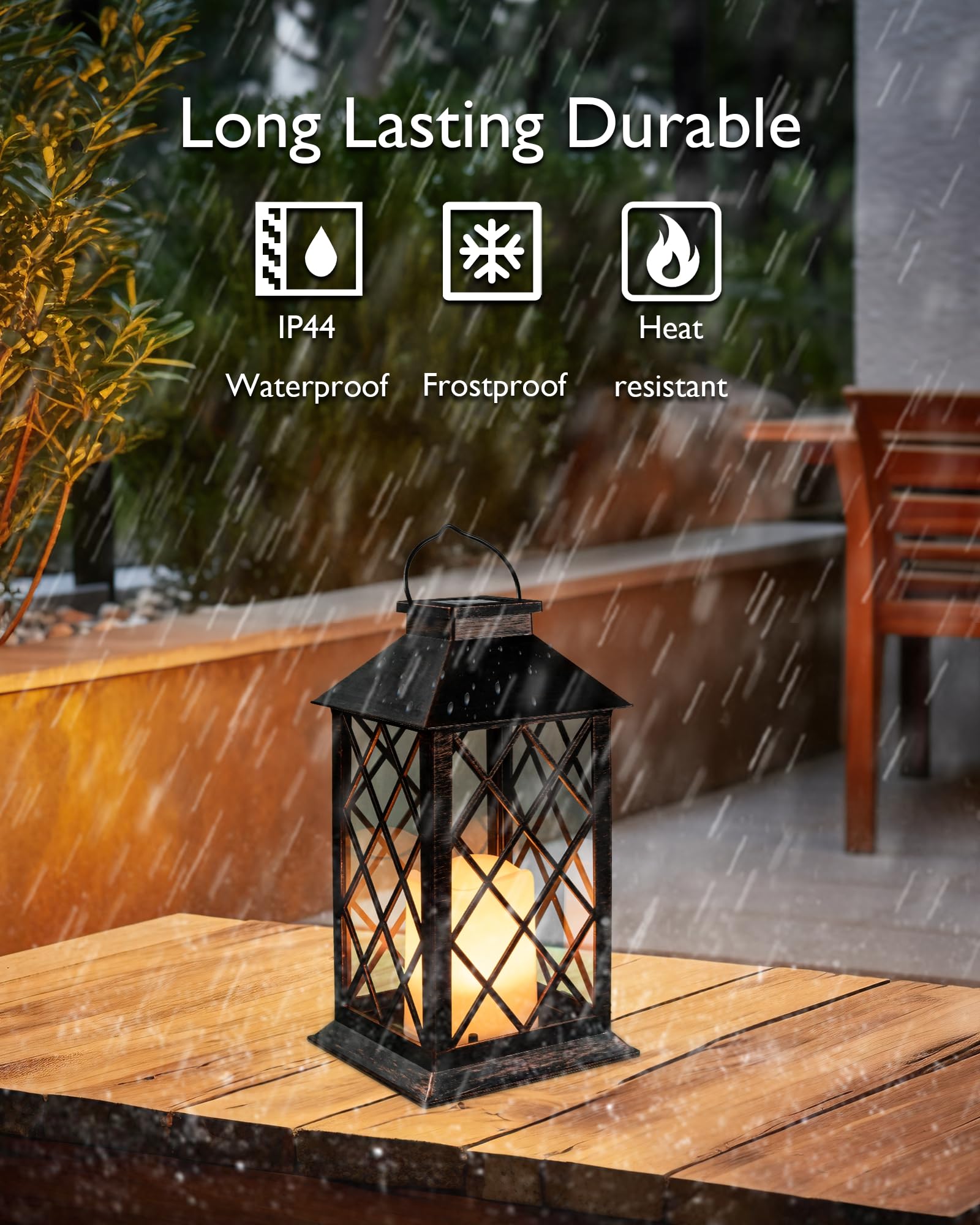 Homemory Solar Lanterns Outdoor Waterproof Hanging With Flickering Flameless Candles, 2 Pack 13'' Garden Outdoor Lantern Decorat