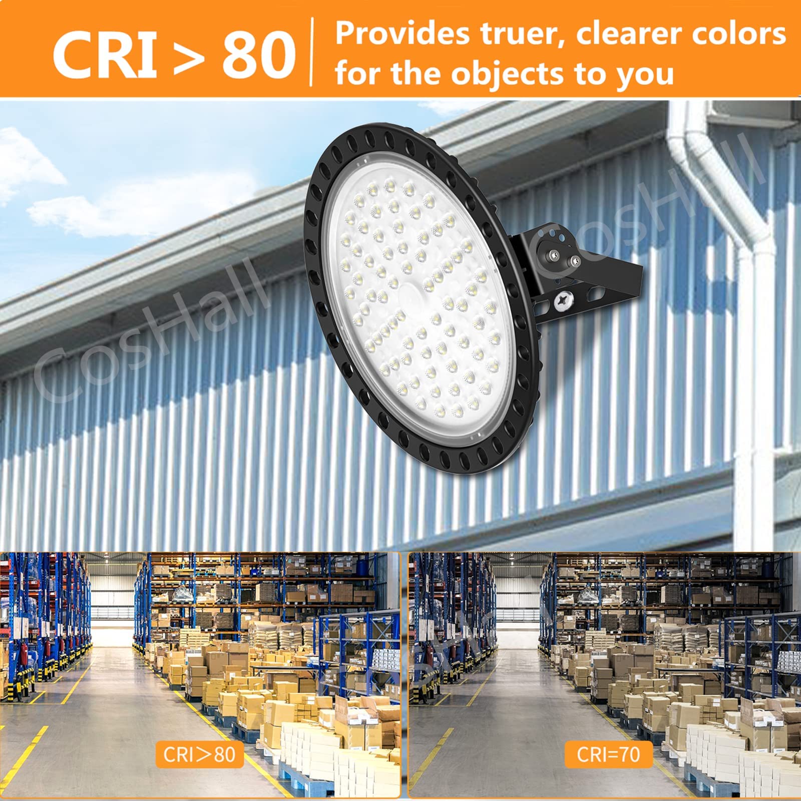 Chunnuan UFO LED High Bay Lights, 300W 30000LM, 6500K Daylight, Waterproof, 2 Pack