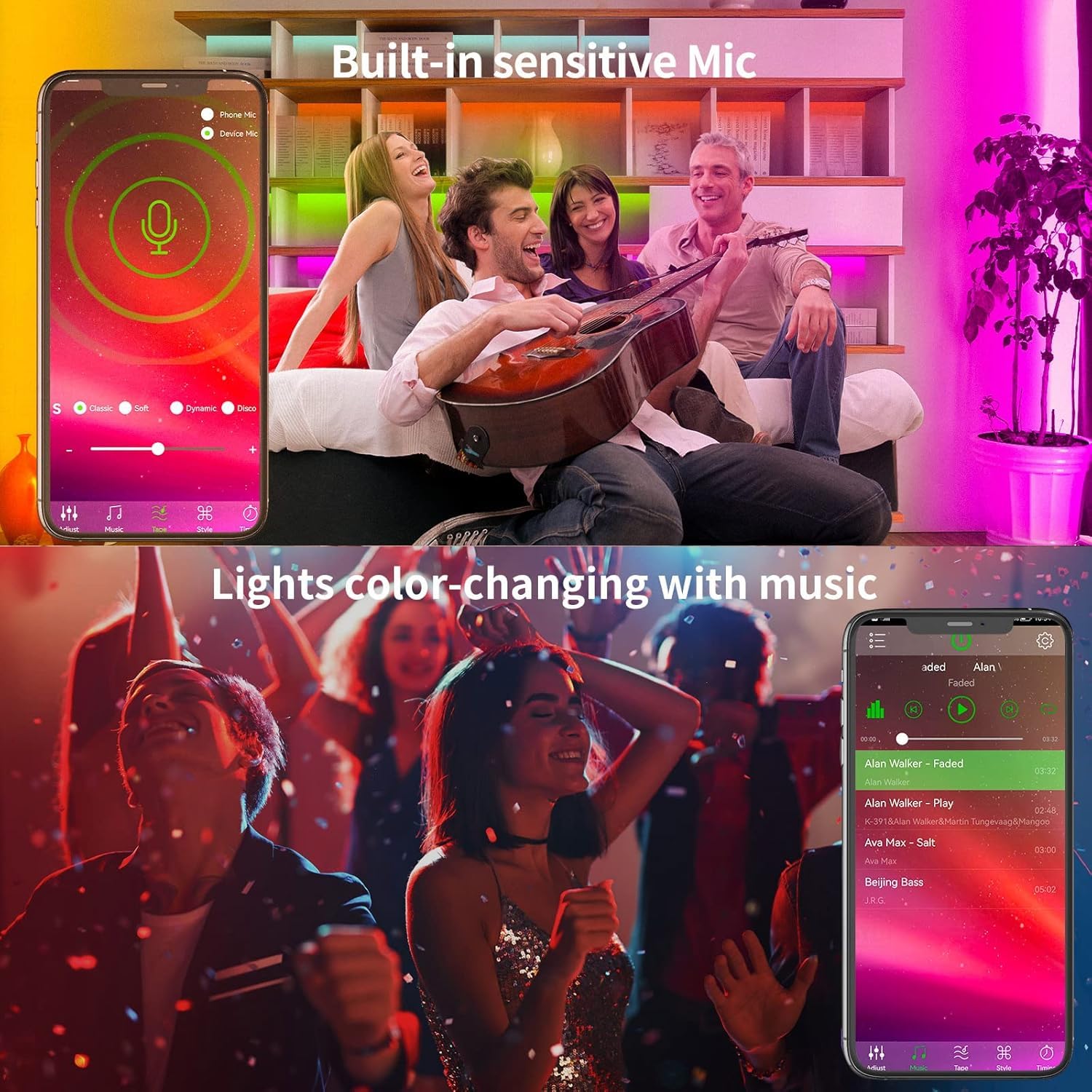 KSIPZE 50ft LED Strip Lights - RGB Color Changing, Smart App Control, Music Sync, Flexible Vinyl for Bedroom Décor, Model ST51_K2430