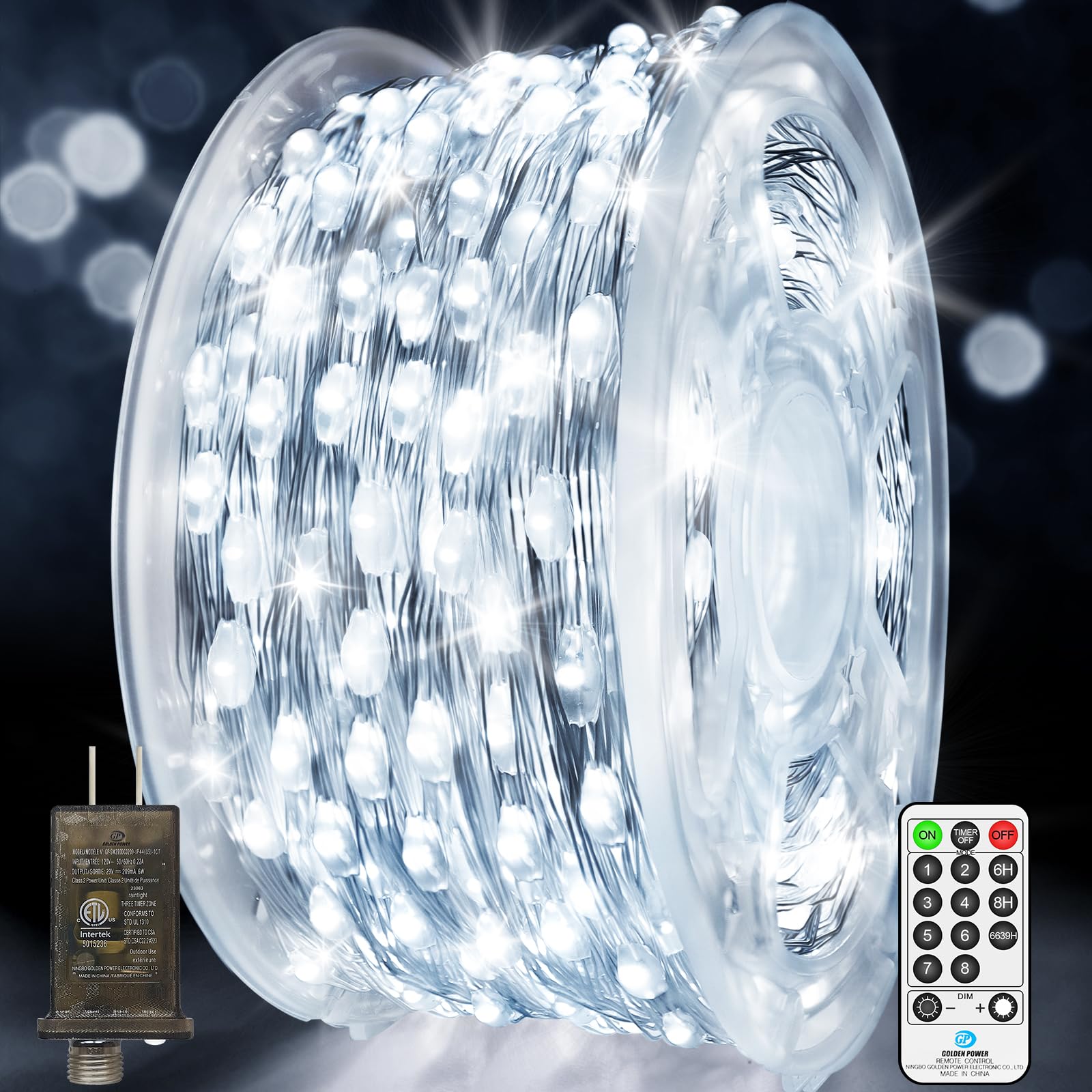 JXLEDAYY 132 FT 400 LED Fairy Lights Plug in Christmas Lights Outdoor Decorations Waterproof String Lights with Timer 8 Modes Me