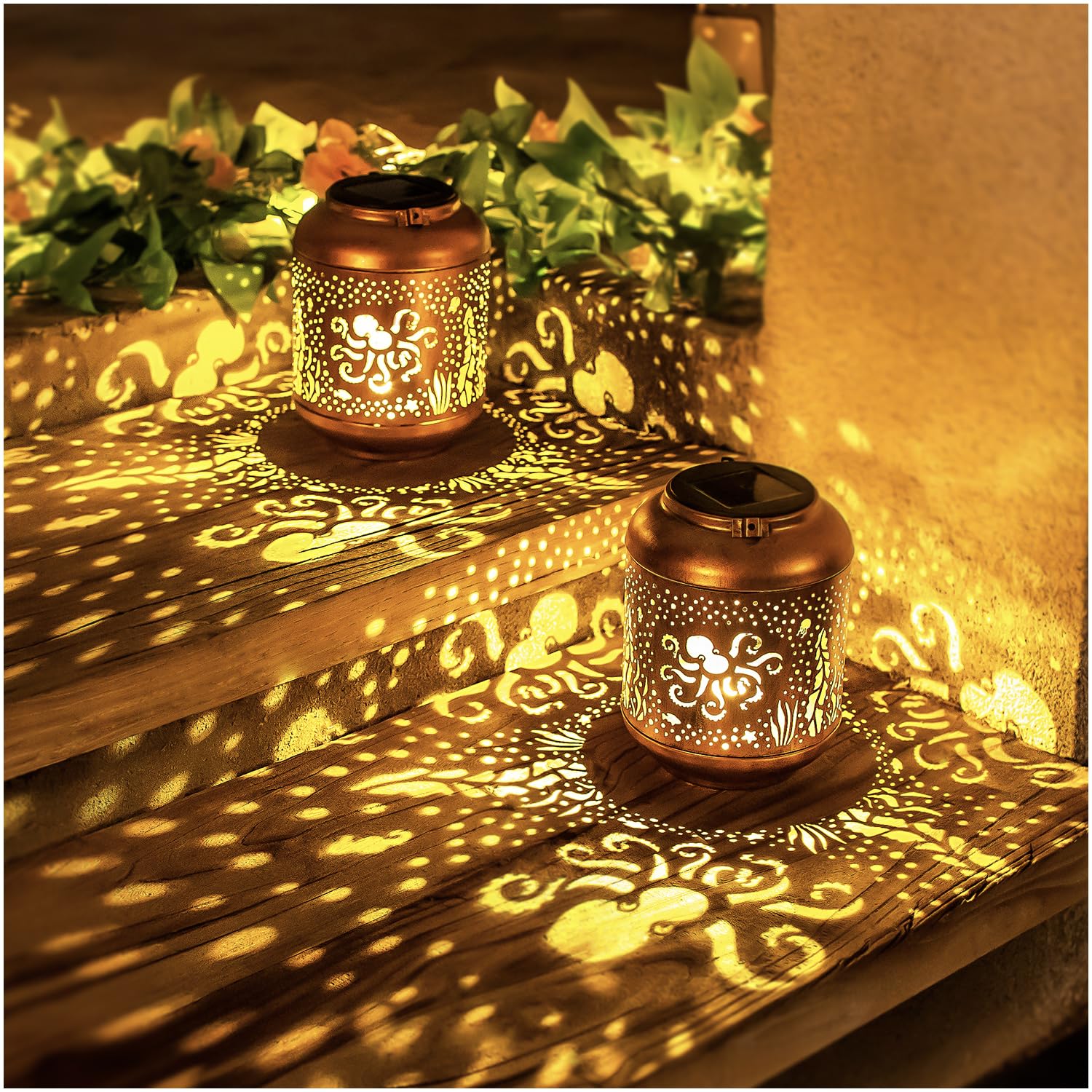 Octopus Solar Lanterns Outdoor Waterproof,Hanging Solar Lights Octopus Gifts For Women Men Metal Led Decorative Light For Yard,P