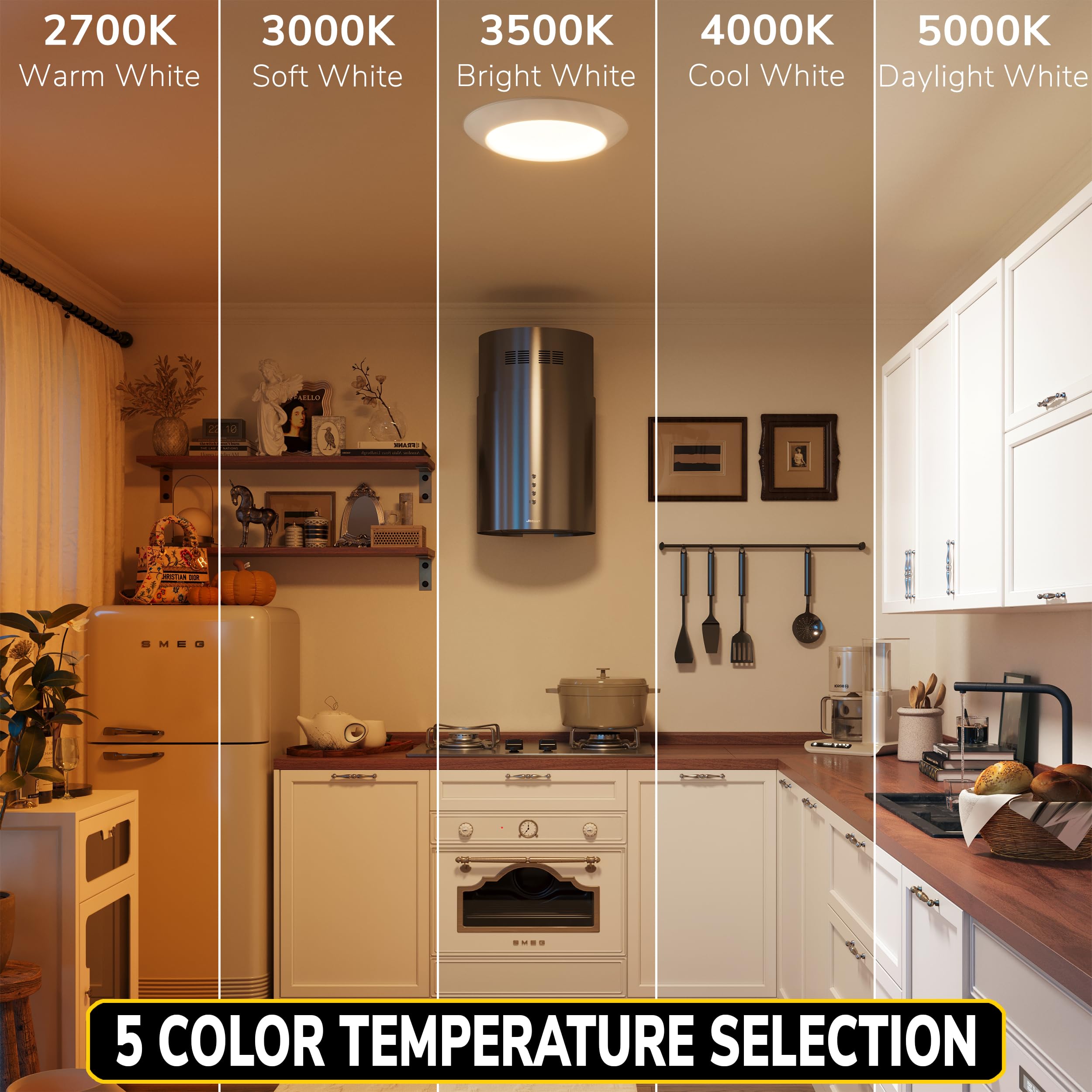 Getinlight 11-Inch Led Disk Lights, Dimmable Surface Mount, 5 Color Temperature Selection, 4-Pack, Matte White, Etl Listed, In-0