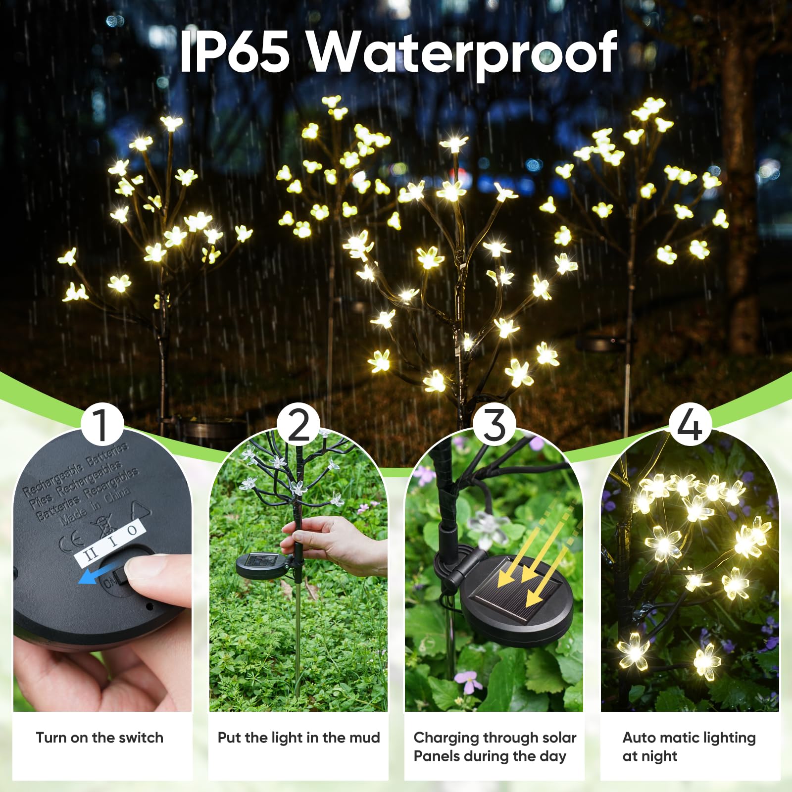 Iueecen Solar Garden Lights Decorative, Solar Flower Lights Garden Decor 6Pack, 120Led Solar Powered Outdoor Lights Waterproof,Outdoor Solar Lights For Yard, Pathway,Lawn Solar Garden Decorations