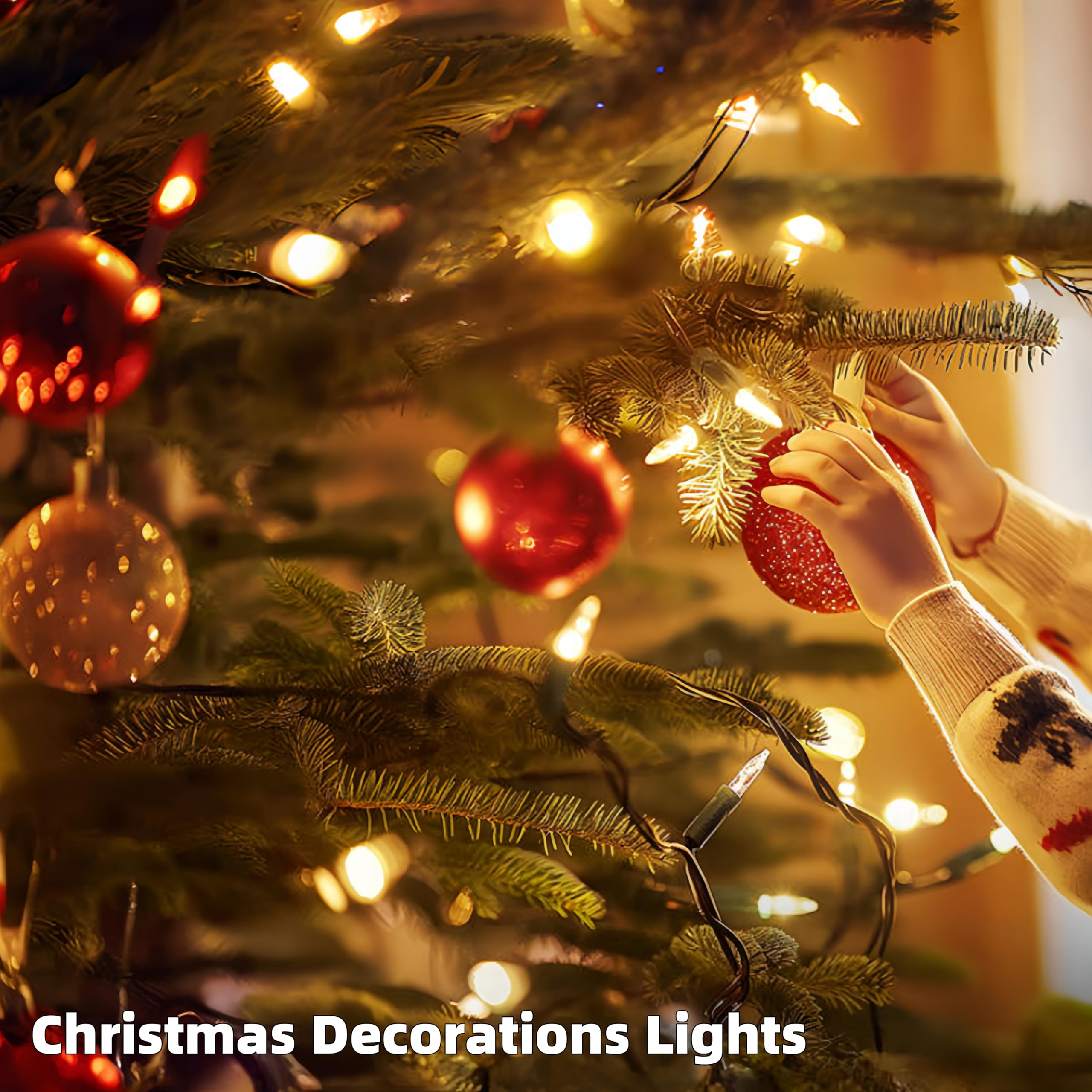 Wabarle Christmas Lights 100 Count Clear White Incandescent String Lights 21ft UL Certified Green Wire for Indoor/Outdoor Decor