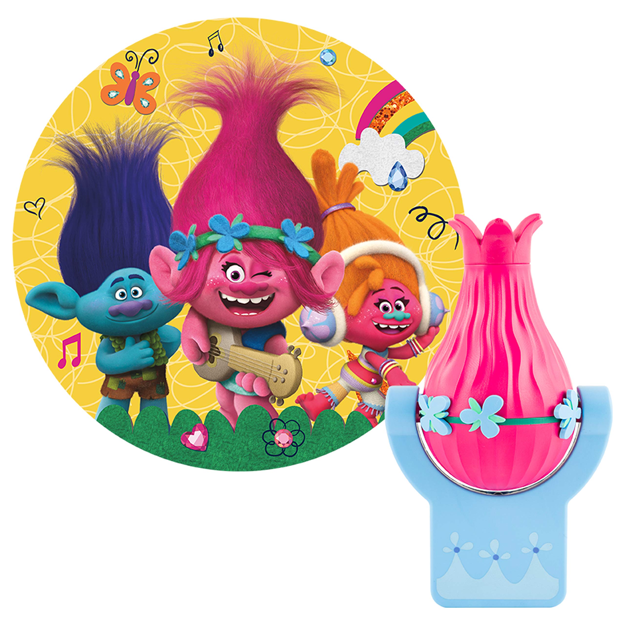 Projectables LED Night Light, Dusk to Dawn, 1 Image, Model 42030, Blue/Pink - Trolls, Ideal for Bedroom, Bathroom, Nursery