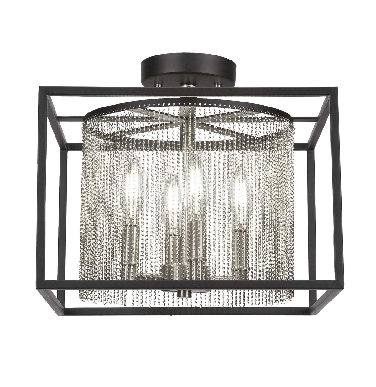 Toltec Lighting Cadina 4 Light Semi-Flush in Matte Black & Brushed Nickel (1347-MBBN)
