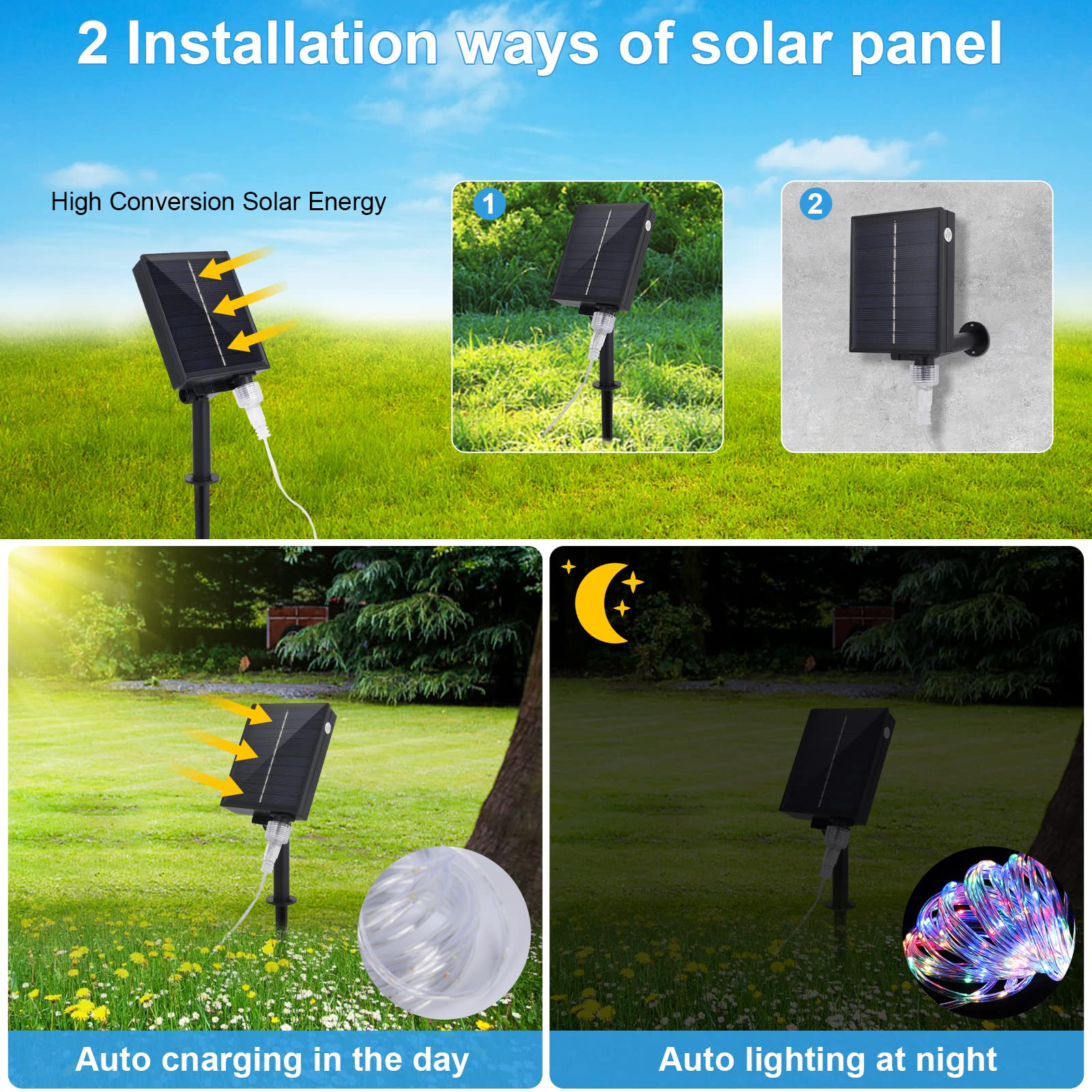Wind Star Solar Rope Lights Outdoor, 72Ft 200 Led Solar Powered Fairy Lights With Remote, 8 Modes Waterproof String Lights For Patio Deck Garden Trampoline Tree Party Wedding Decor, Multicolor