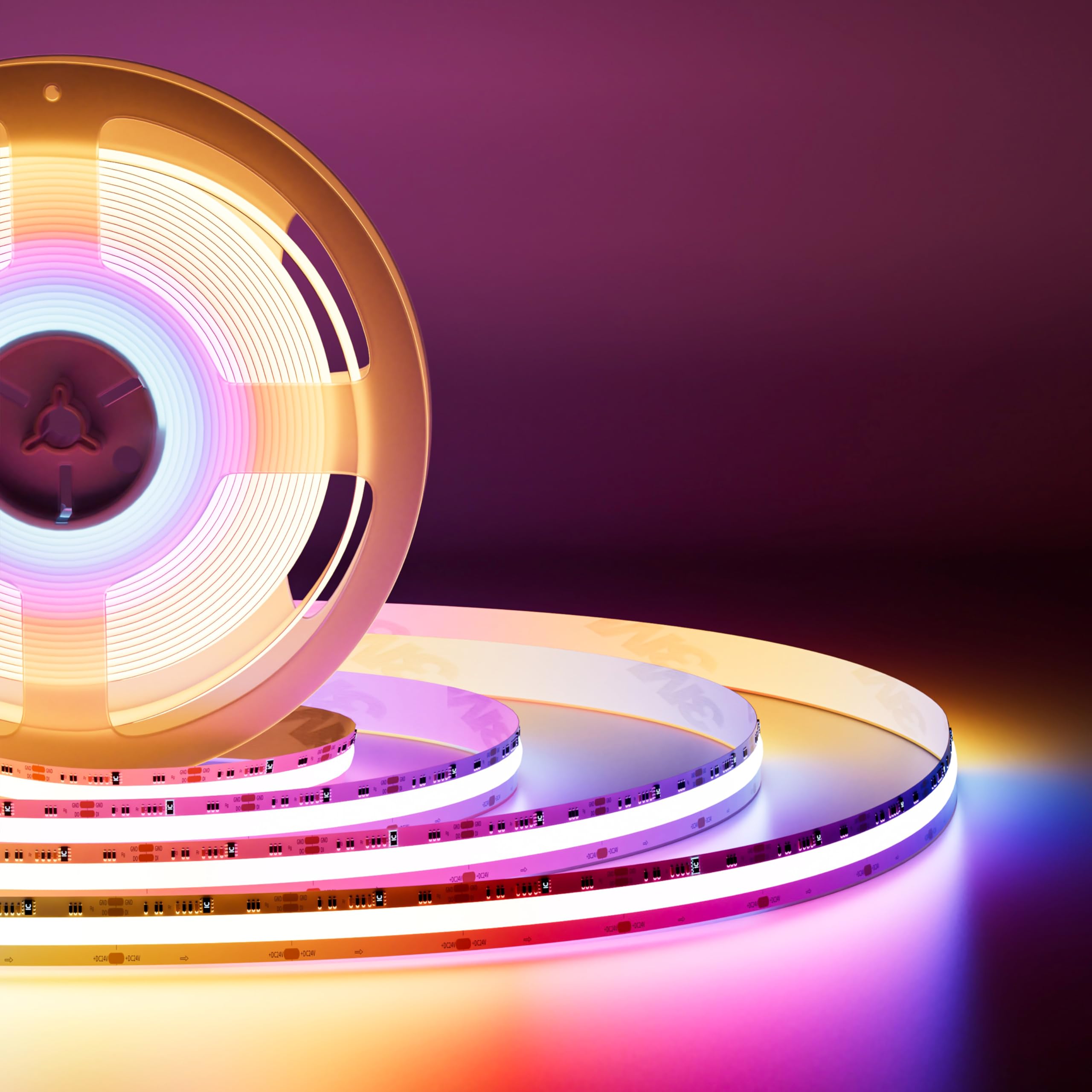 PAUTIX RGB Smart IC COB LED Strip Light Addressable 24ft/7.5m,720LEDs/m UL-Listed 24V Chasing Color Strip Light Multicolor Flexi