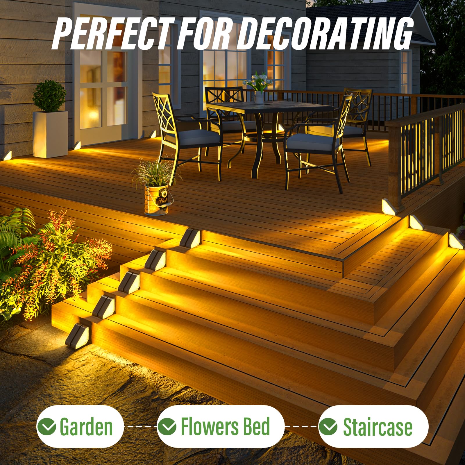 Jsot Solar Step Stair Lights Outdoor Yard Decor 12 Pack, Ip65 Waterproof Deck Lighting For Outside Solar Powered, Solar Garden L