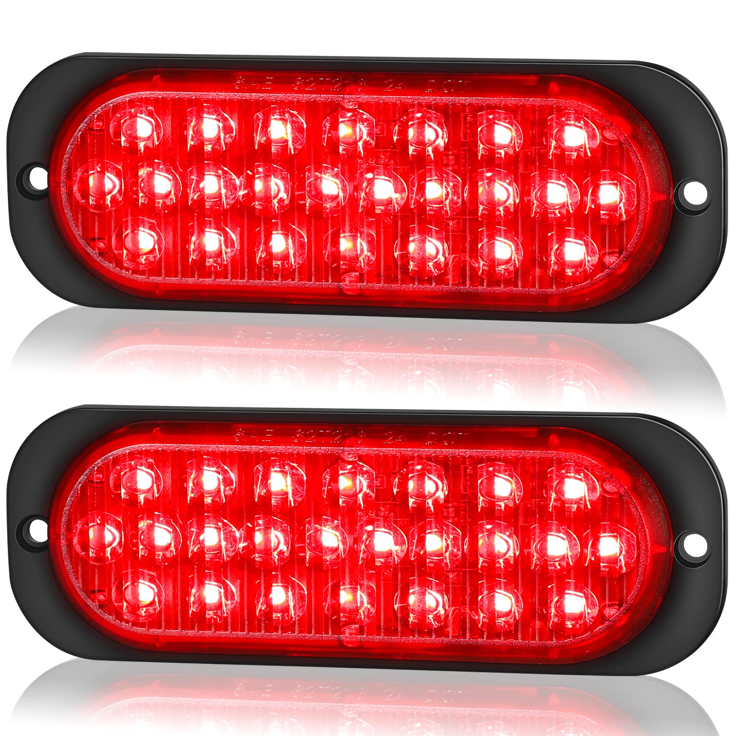 LINKITOM Oval Aluminum Housing Ultra Slim Trailer Lights, 24-LED Brake Turn Signal Side Marker Tail Lights for Boat Trailer Truc