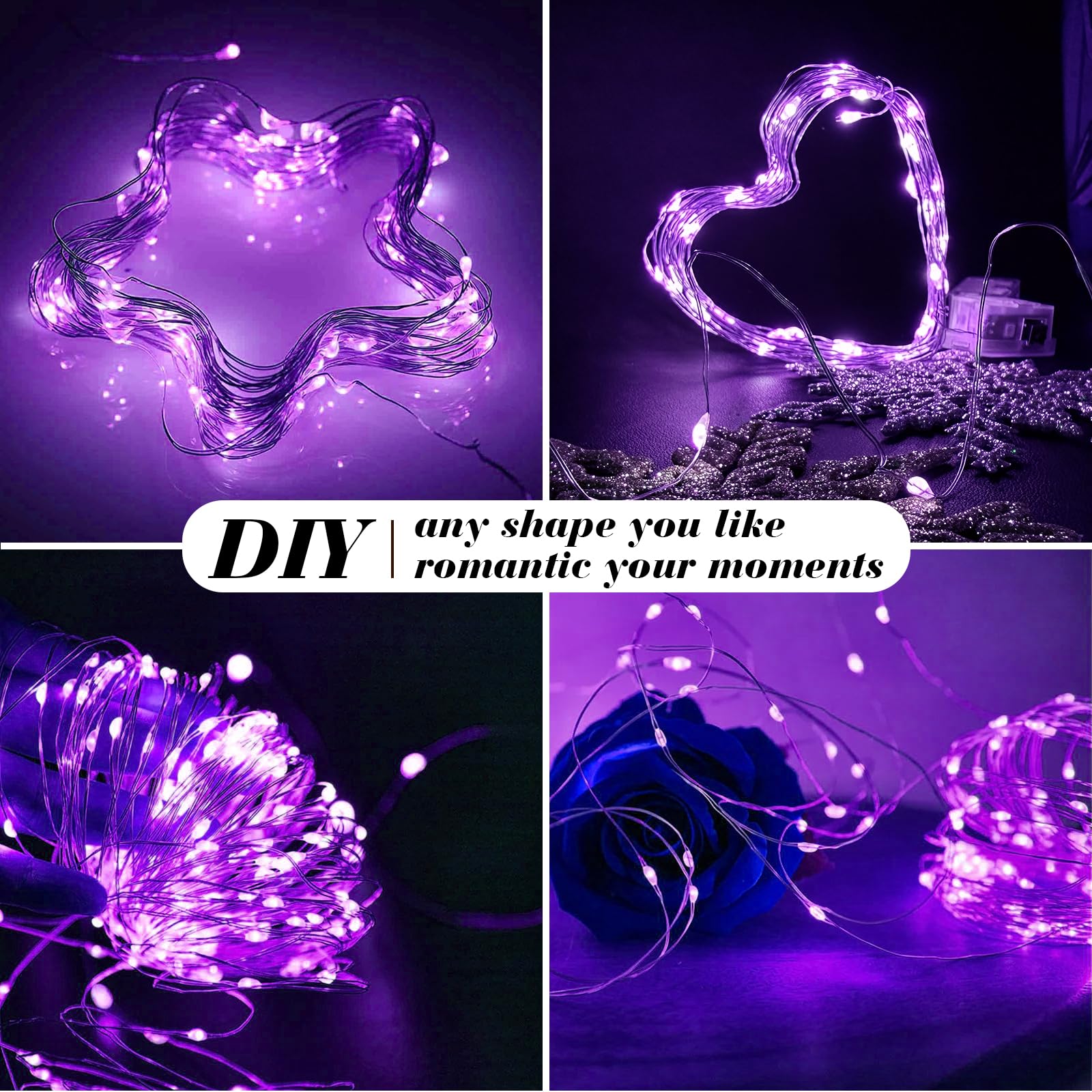 Fairy Lights Battery Operated, String Lights Battery Powered 7Ft 20 Led Twinkle Lights (Purple, 24)