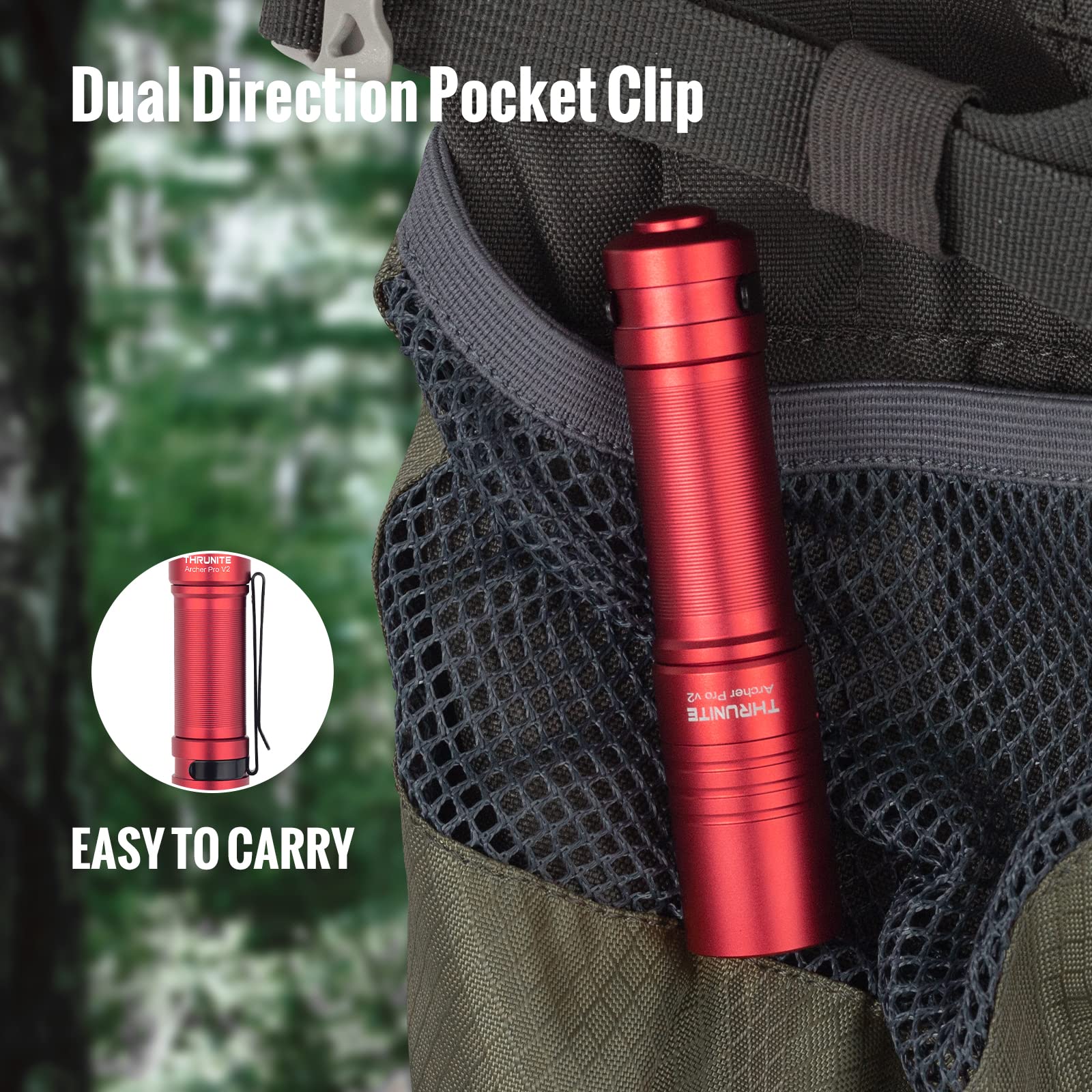 ThruNite Archer Pro V2 EDC Flashlight - 950 Lumens, USB-C Rechargeable, Pocket Size, Aluminum, Red CW