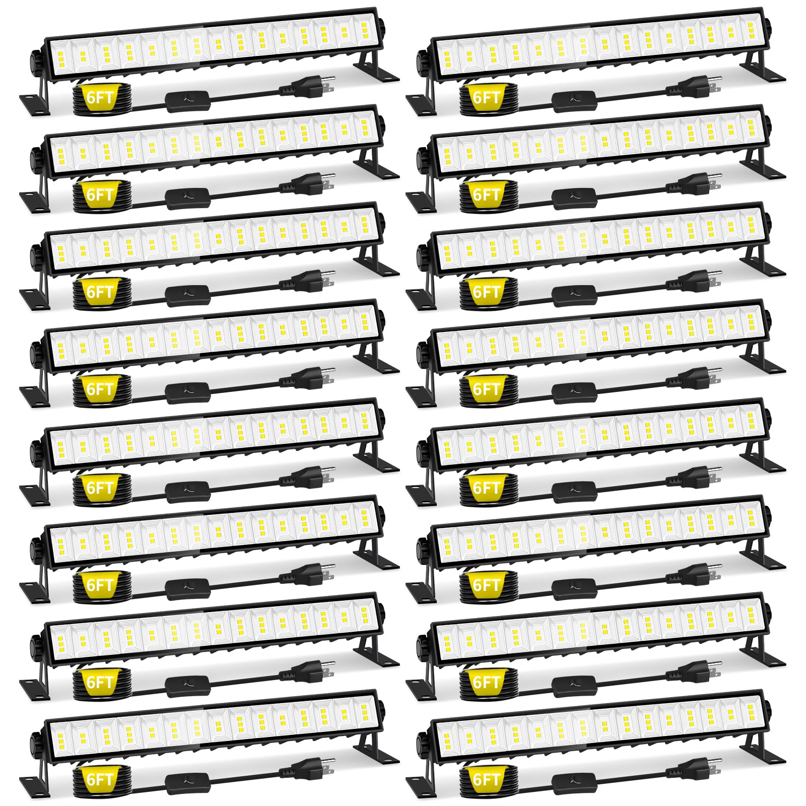 16 Pack Led Shop Light 5400Lm Super Brighter  45W Plug In Garage Light With 6Ft Cord And On/Off Switch  6000K Ip66 Waterproof Outdoor Work Shop Bay Lighting For Garage Workshop Warehouse Factory Yard