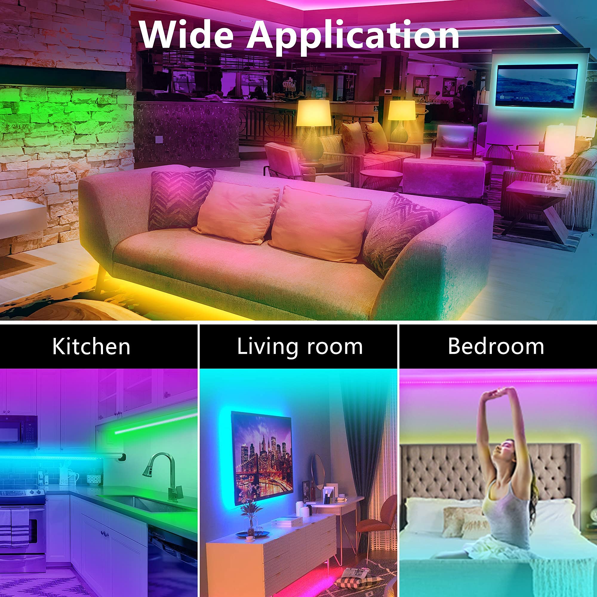 GUPUP WiFi LED Strip Lights 100 ft, Multicolor, Smart App Controlled, Works with Alexa & Google Assistant, Model WDFS021