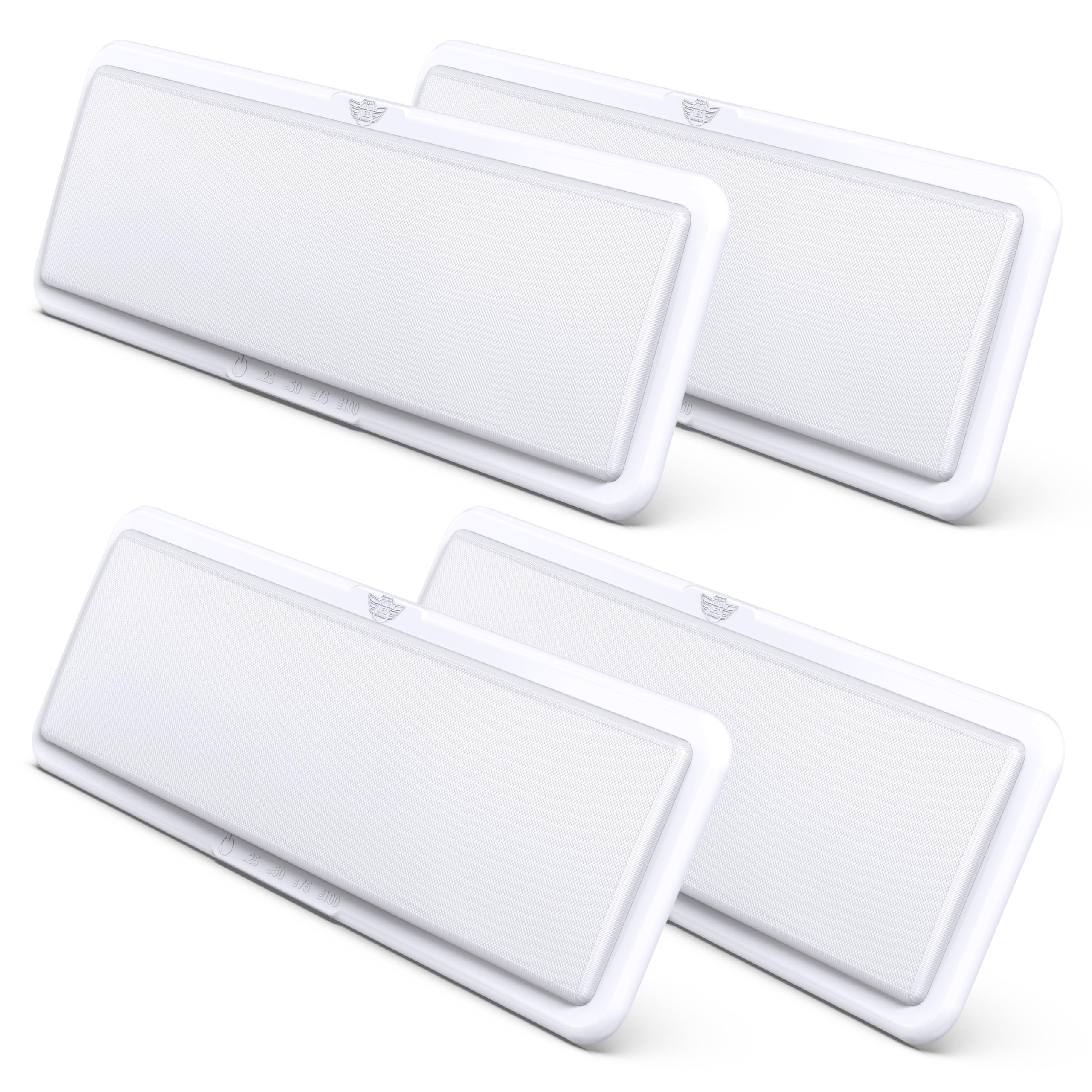 Leisure LED RV Ceiling Light Fixture, 20in x 6.5in, 1450 Lumen, Touch Dimmer, 12V, White, Plastic, 4-Pack, Model LL