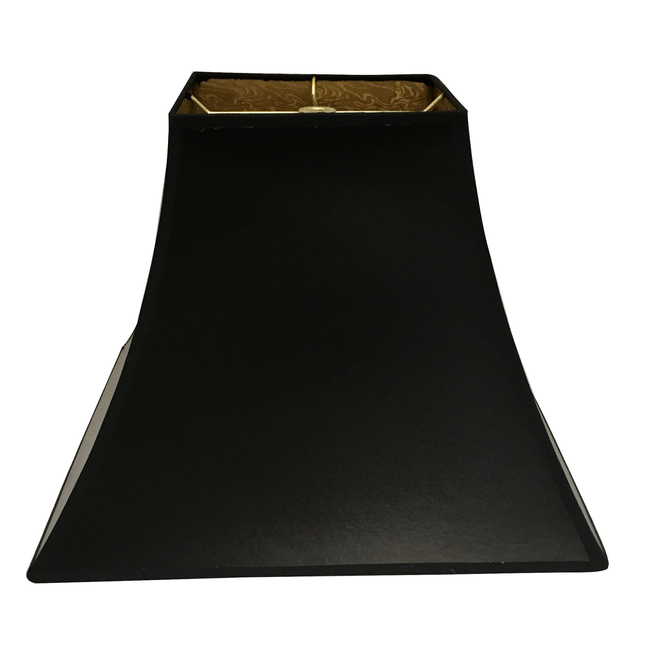 Royal Designs, Inc HB-628-14BLK/GL Black Royal Designs 14&quot; Square Bell Hardback Lamp Shade with Ponyhair Gold Lining (7 x 7) x (14 x 14) x 11.5