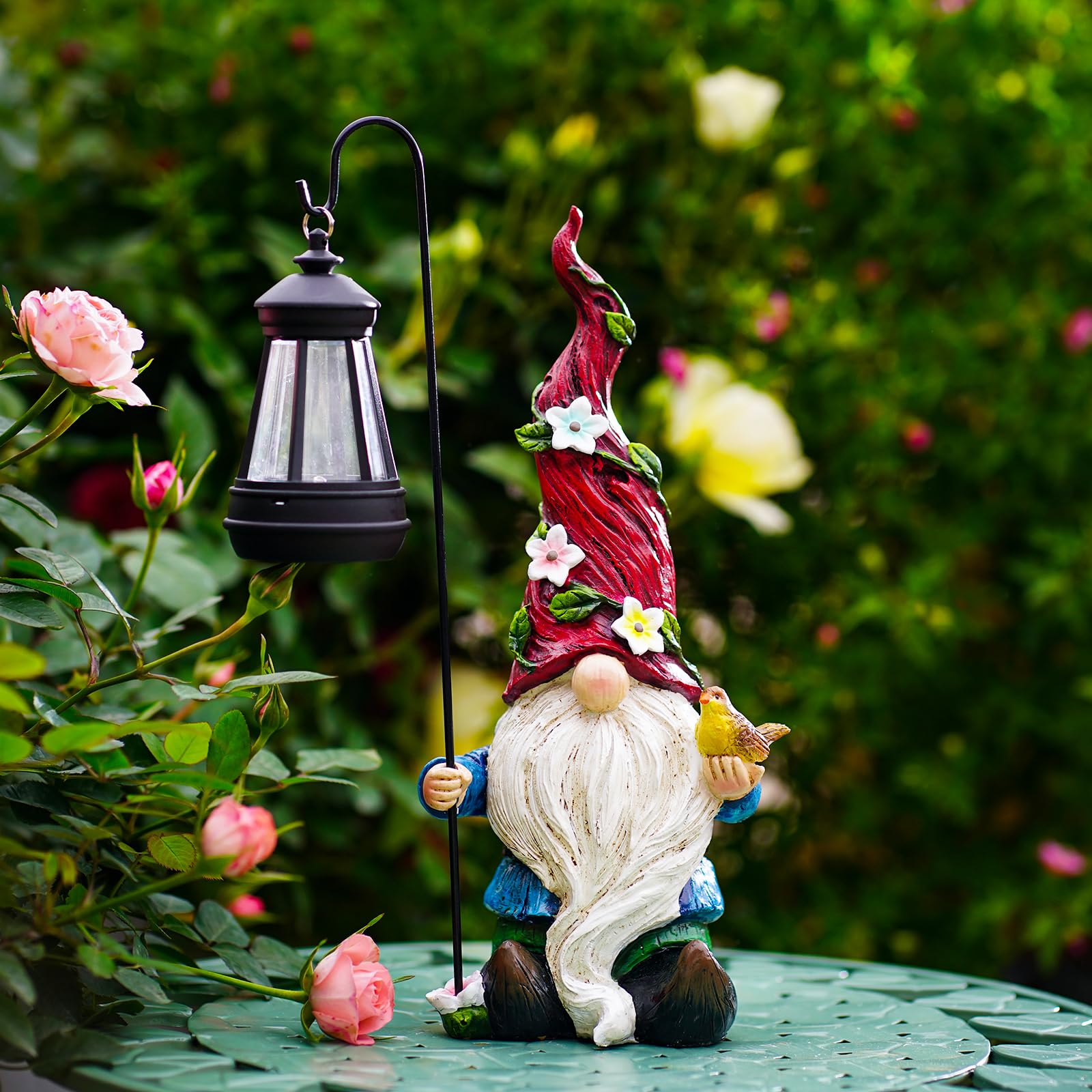 Pohabery Solar Garden Gnomes Statue With Lights - Outdoor Decor For Yard & Patio Gifts