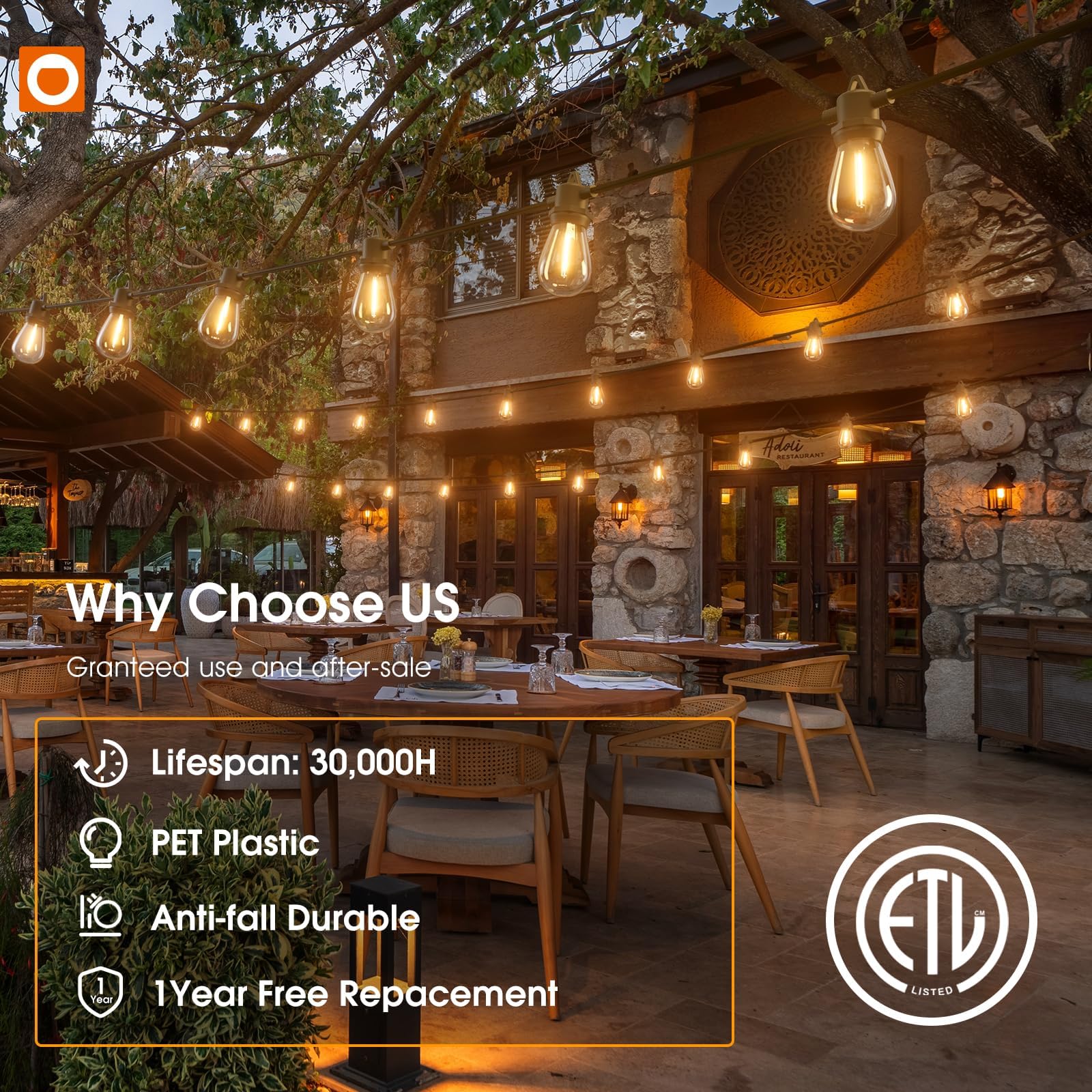 Addlon 150Ft Outdoor String Lights Led Waterproof Patio Lights With 81 Edison Dimmable Bulbs Shatterproof Hanging Lights For Out