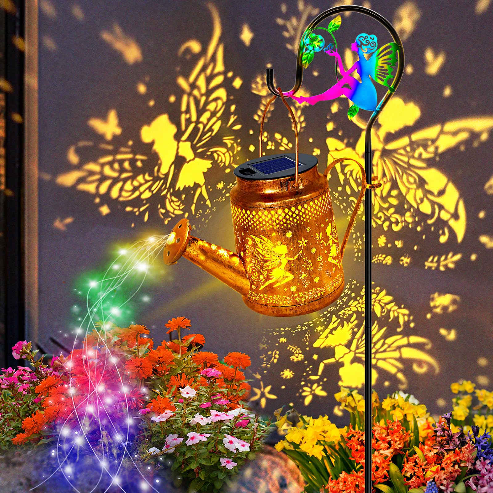 Solar Watering Can Lights  Fairy Hanging Lanterns Outdoor  Gardening Gifts For Mom Women Grandma Birthday  Waterproof Solar Lights Garden Decor For Outside Yard Art Patio Porch Lawn Backyard  1 Pack