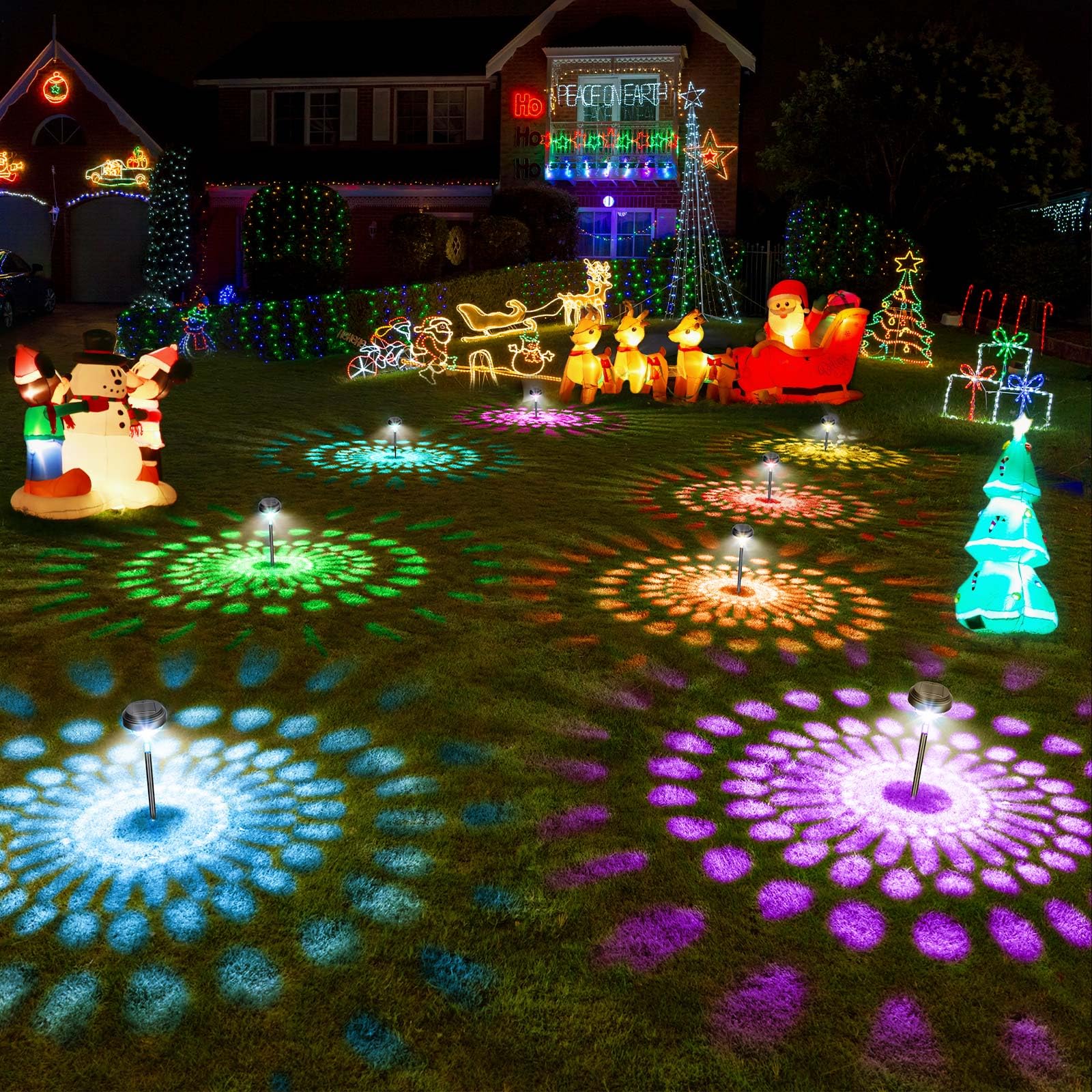 Kingsyard 6 Pack Solar Pathway Lights Outdoor Waterproof IP67, Bright Color Changing & Warm White LED Solar Lights for Outside G