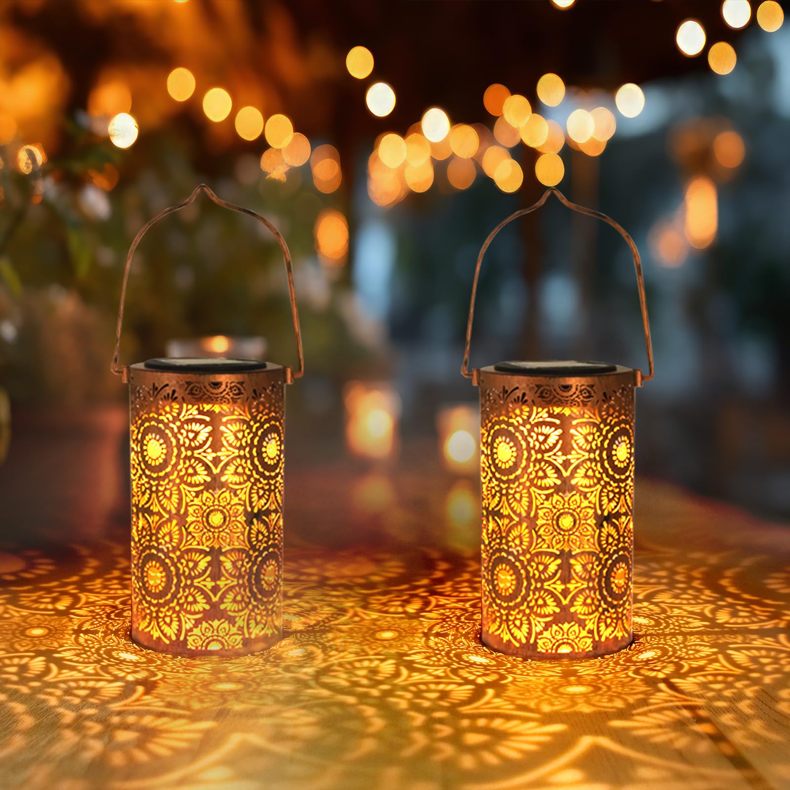 DIBIEECN Birthday Gifts for Women Mom Grandma Wife, Solar Lanterns Outdoor Waterproof, Metal Hanging Lights Garden Decor, LED De