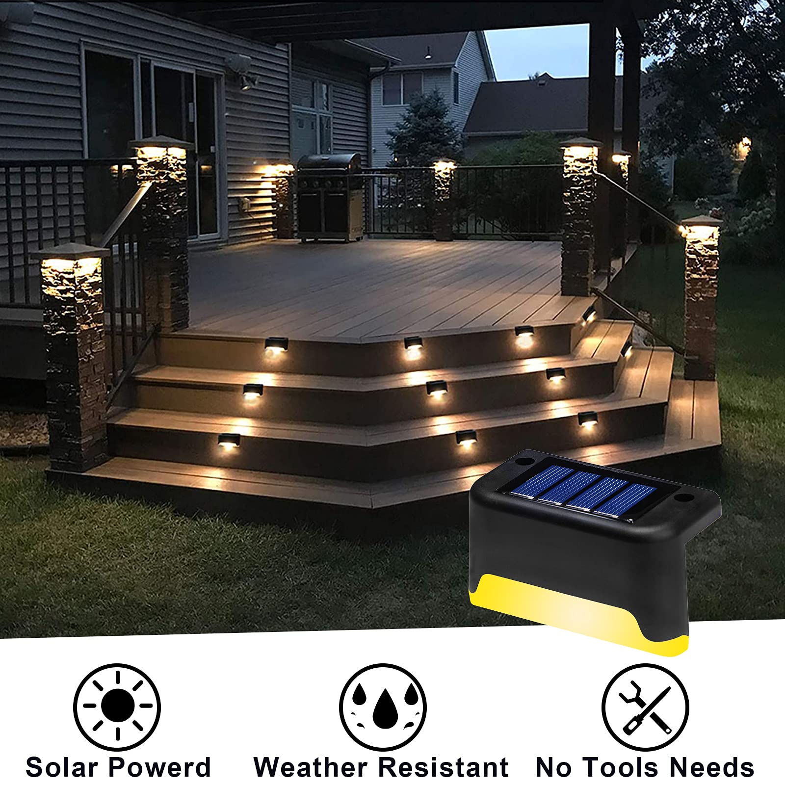 K.E.J. Solar Color Changing Pool Lights - 8 Pack Waterproof Led Deck & Step Lights For Outdoor Use