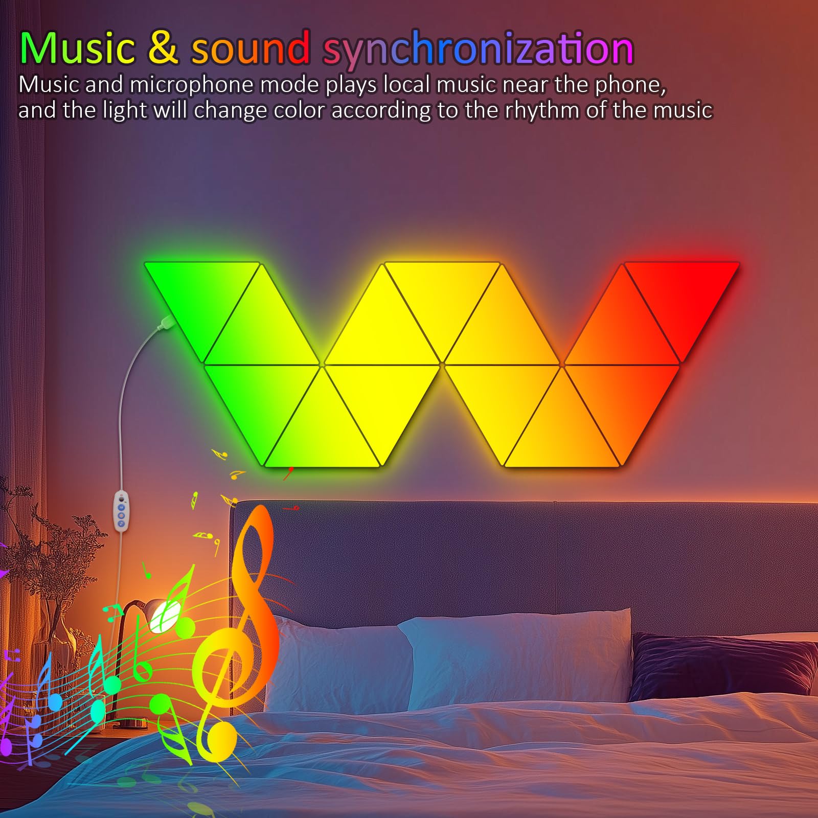 Coplsdors Led Triangle Light Panels - 8Pack Rgb Wall Light Remote & App Control Multicolor Effects Music Sync Diy Smart Panel Mo