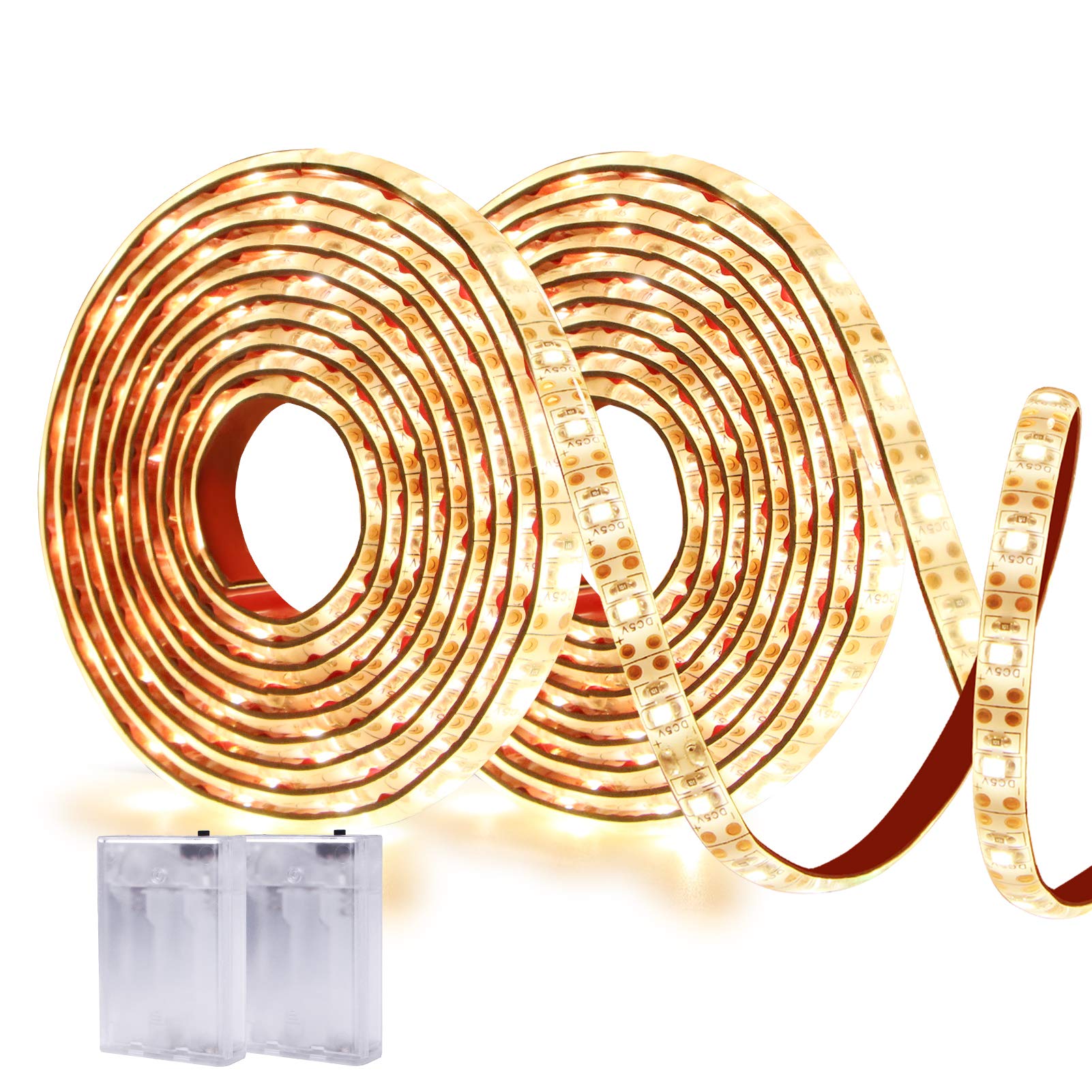 XYOP Battery Operated LED Strip Lights, Warm White 3000K, Waterproof, Flexible, 13.2FT, Model XP-LED17-NUAN4M