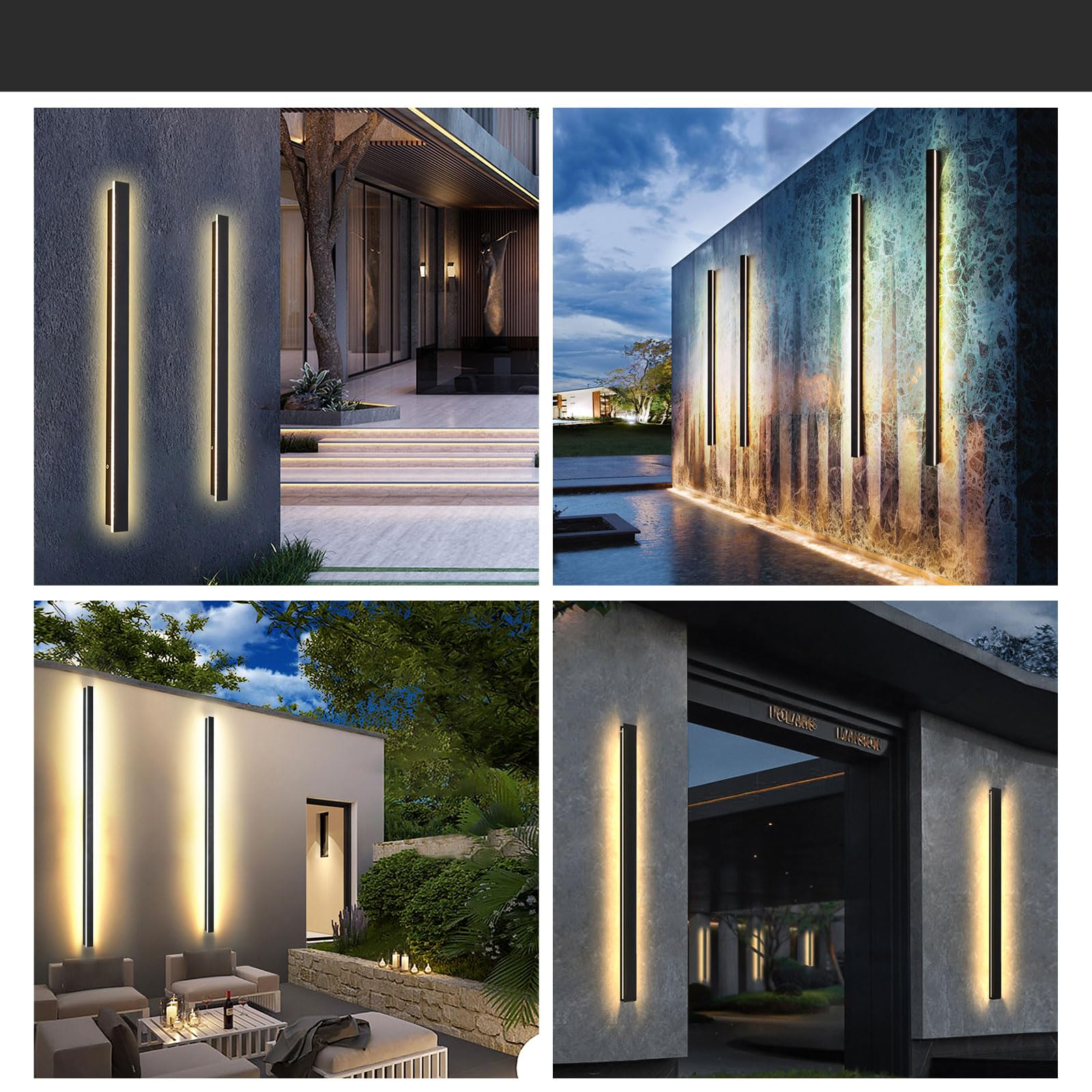 Sjiguangz 92.4 Inch Outdoor Wall Lights Set Of 2, 3000-6000K Linear Modern Wall Sconce Ip65 Waterproof,Dimmable Exterior Wall Li