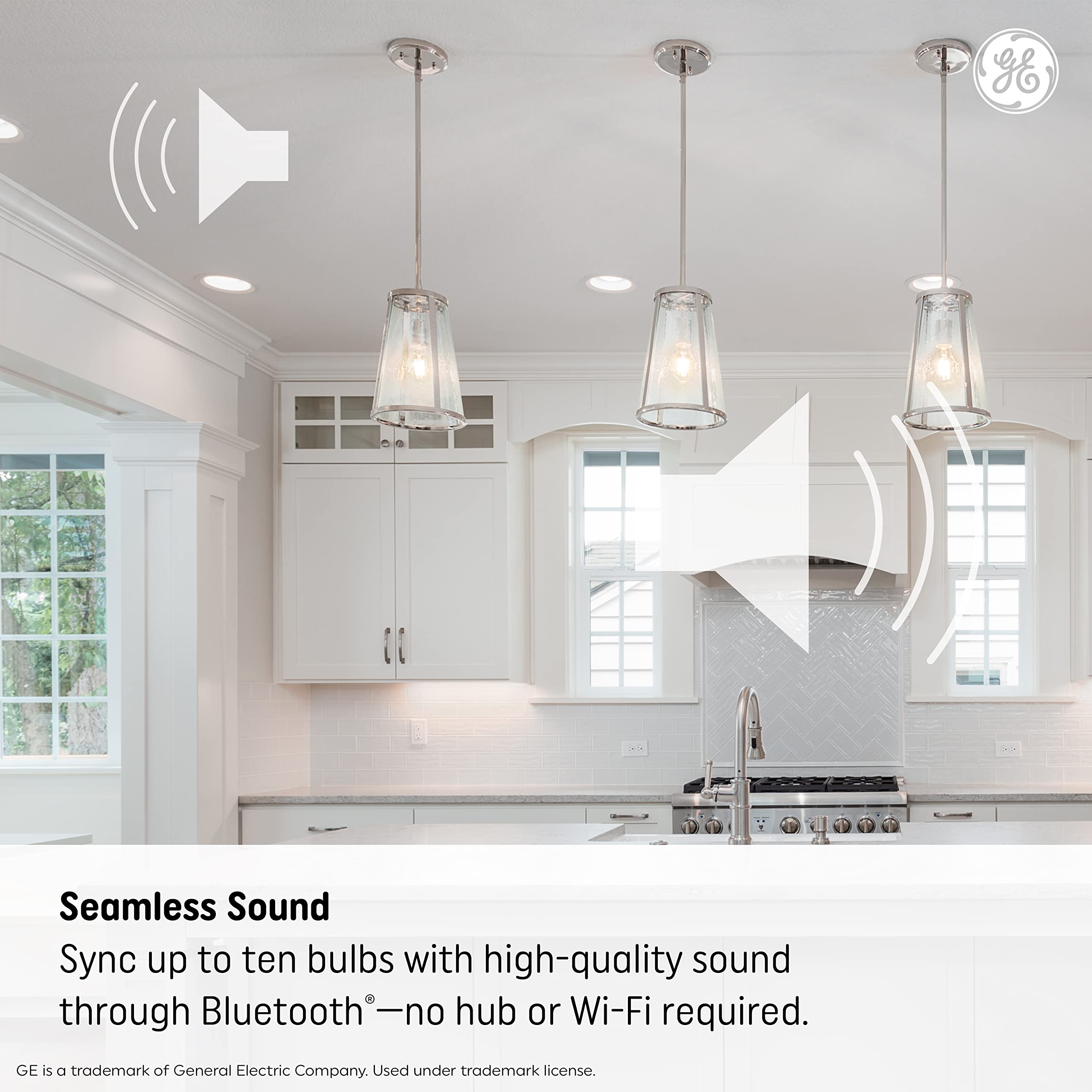 Ge Led+ Speaker Indoor Floodlight Bulb, Soft White, Bluetooth Speaker, No App Or Wi-Fi Required, Remote Included, Br30 Indoor Fl