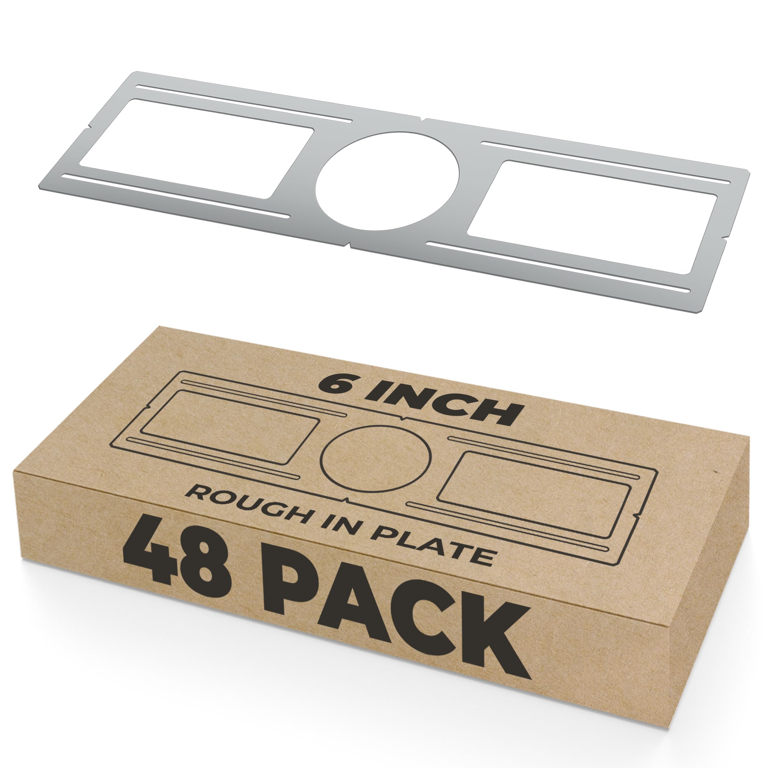 Ohlectric 48 Pack – New Construction Mounting Plate For 6 Inch Led Downlight – Slim Steel Rough In Plate/Bracket – Made Of Galvanized Steel Recessed Led Light Plate -Slim Light Kit Bracket